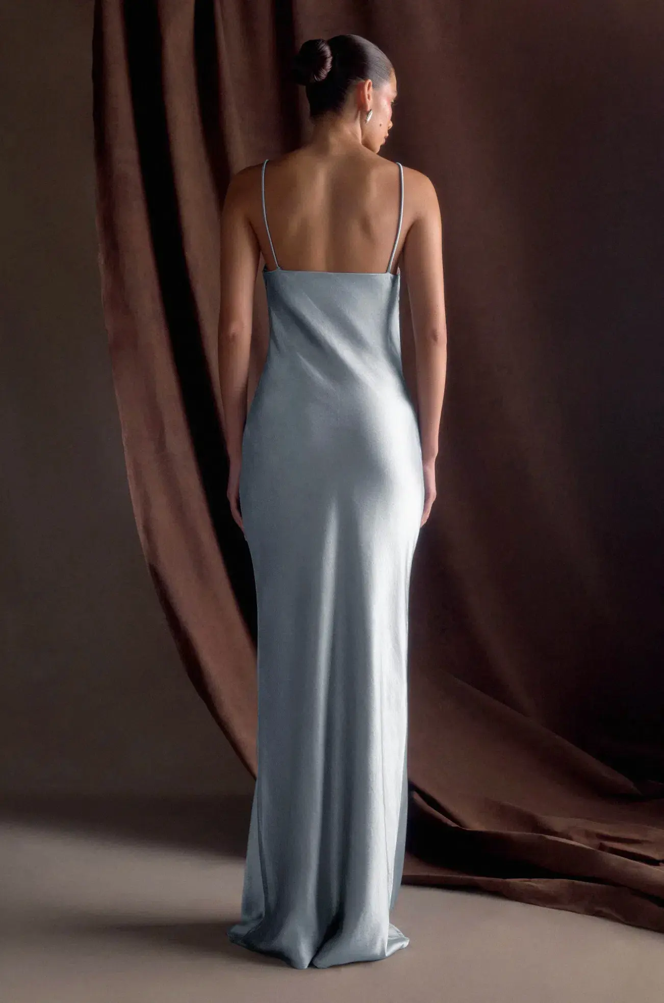 Meshki Lilly Sweetheart Satin Maxi Dress Frosted Blue Size S / AU 8 - Image 3