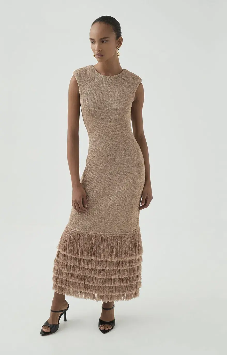 AJE Breeze Knit Midi Dress - Rose Gold 3size XS - Image 1
