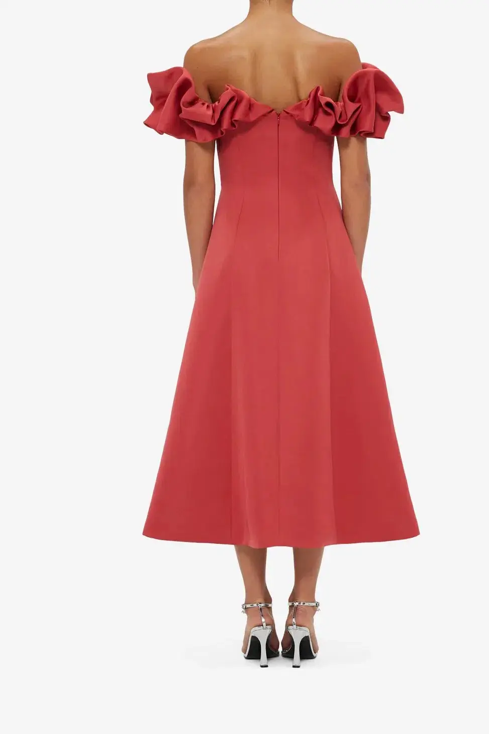 Leo Lin Annie Off Shoulder Frill Midi Dress Red Size 14 - Image 2