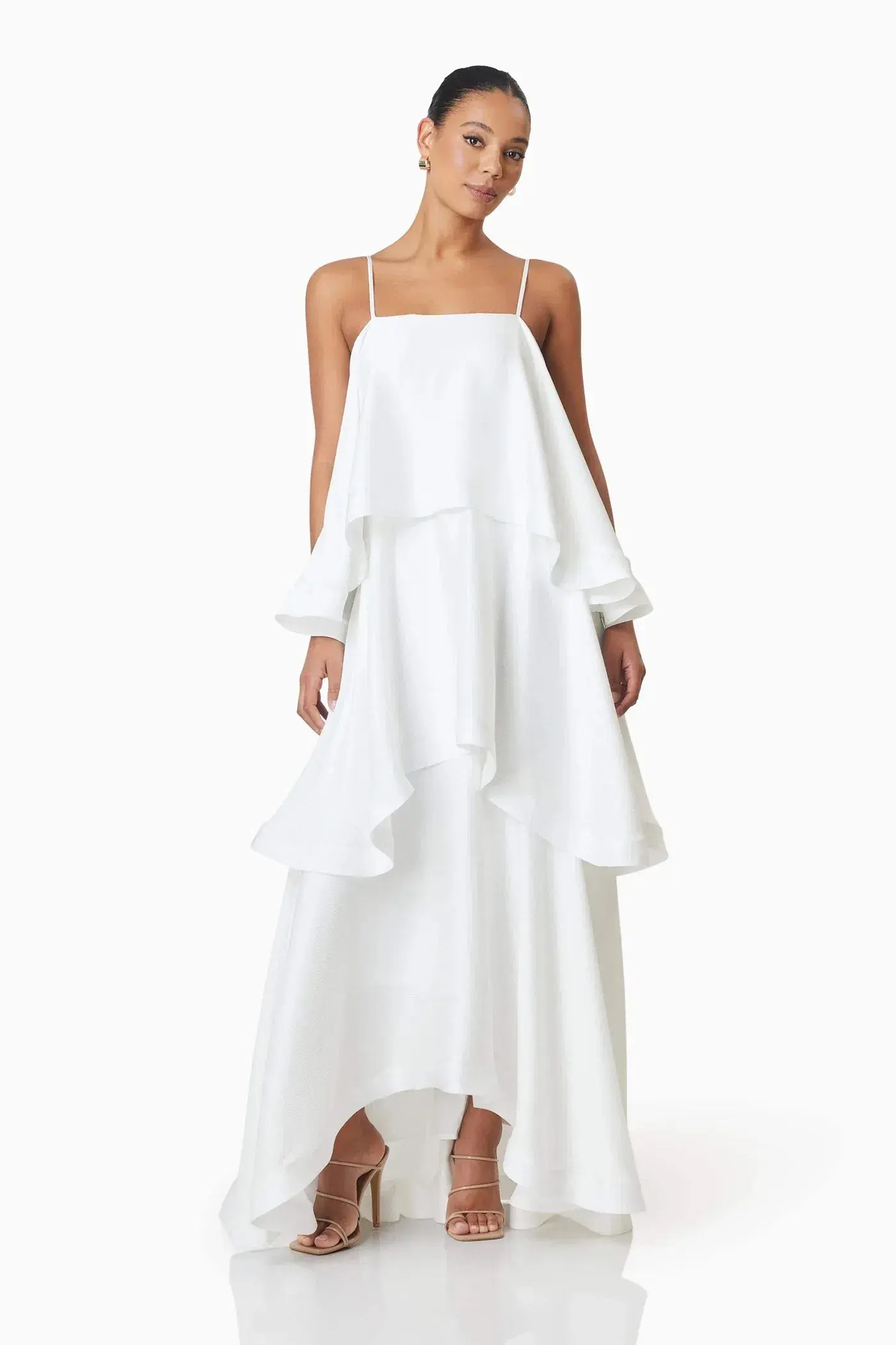 Elliatt Tilly Tiered Maxi Dress in White Size XL - Image 3
