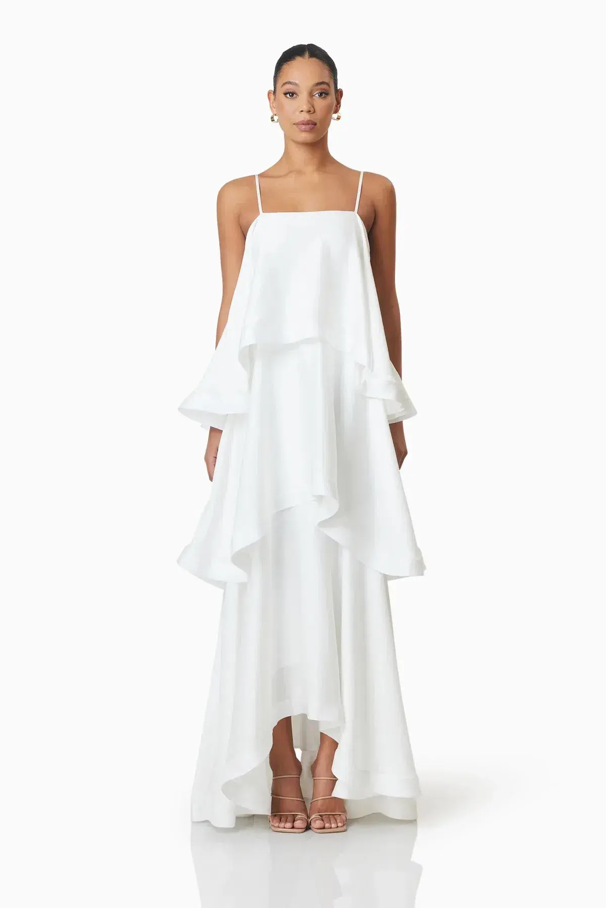 Elliatt Tilly Tiered Maxi Dress in White Size XL - Image 1