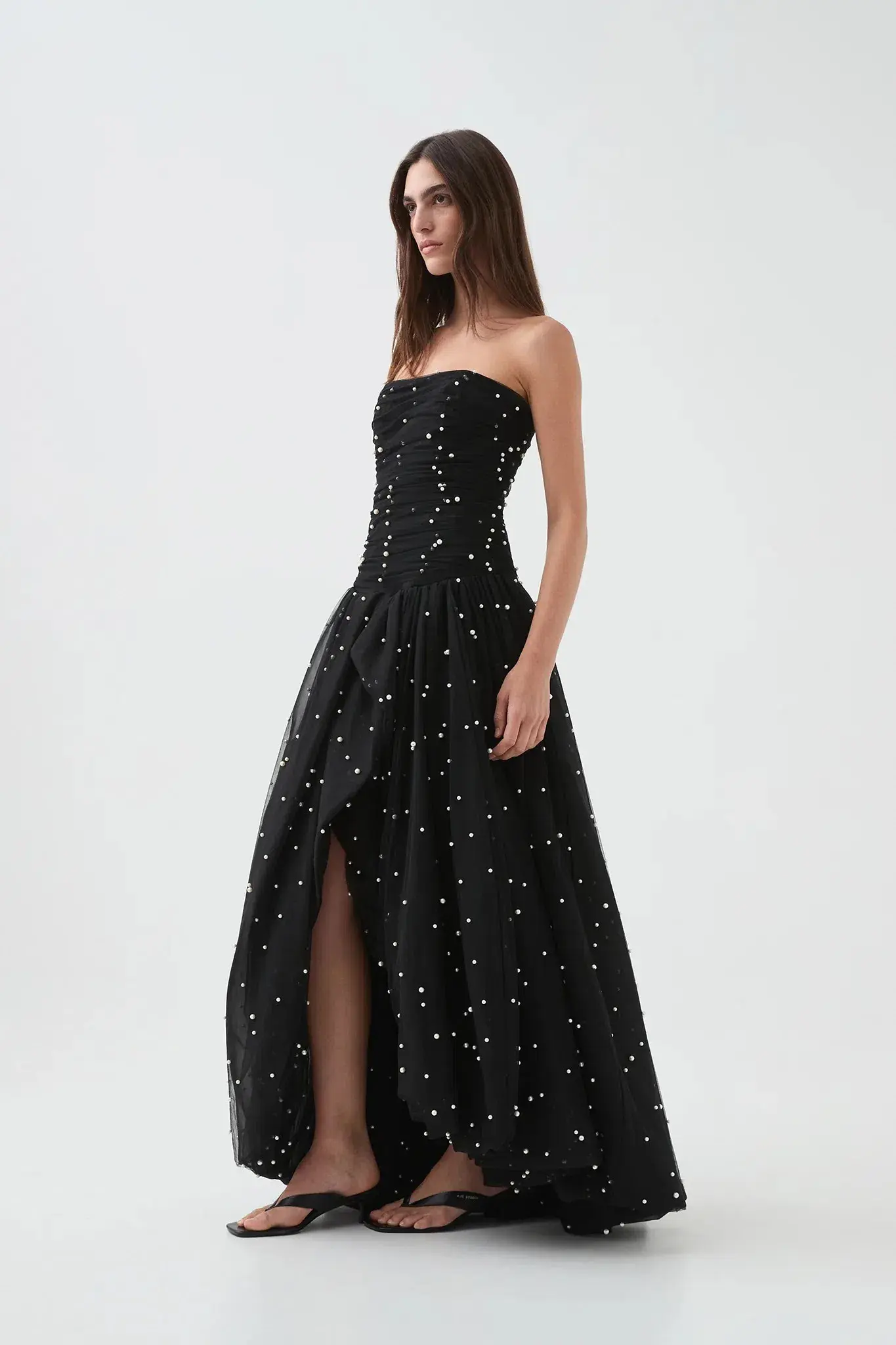 Aje Juniper Gown Dress Black Pearls Size 12 - Image 4