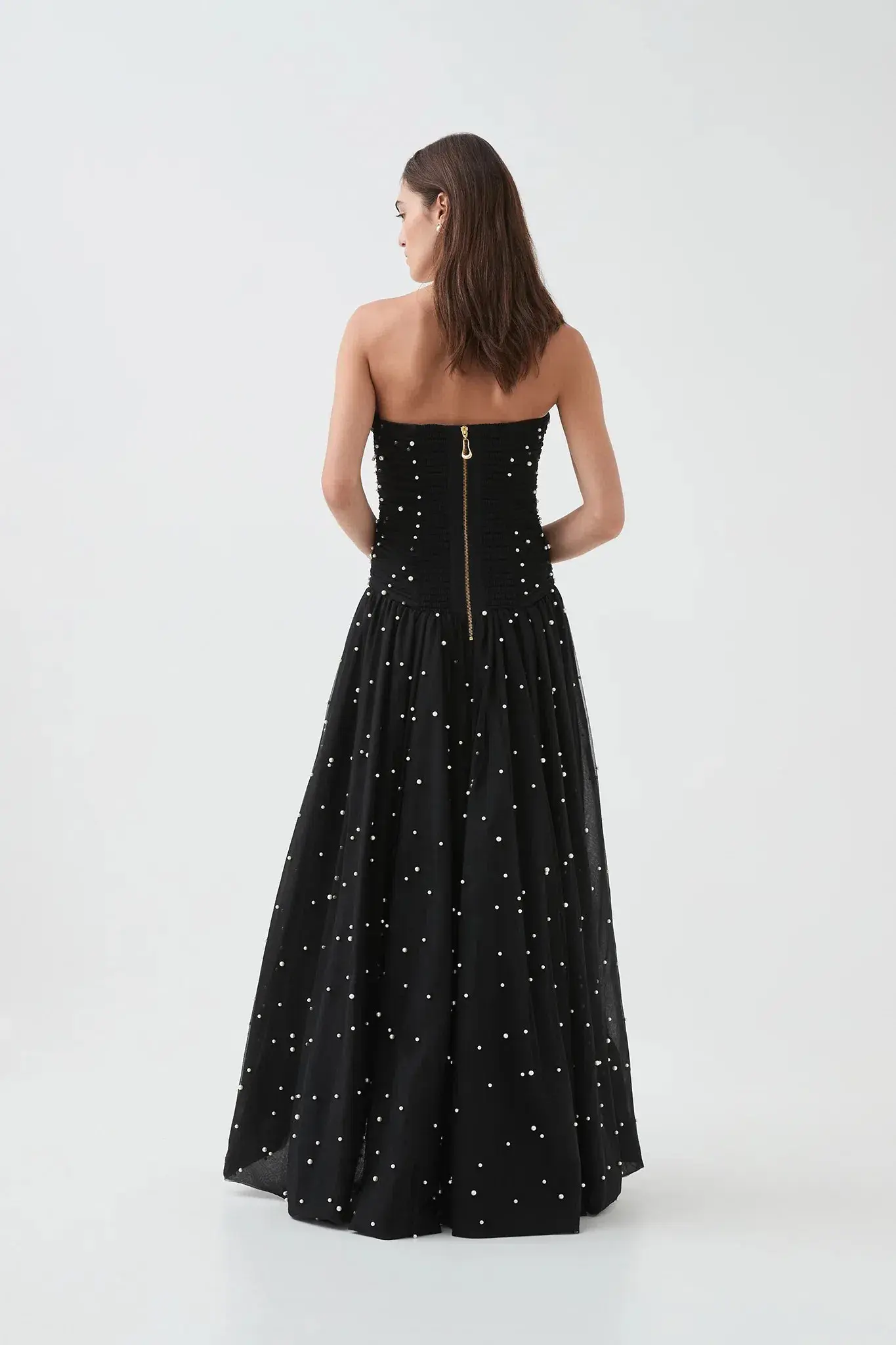 Aje Juniper Gown Dress Black Pearls Size 12 - Image 5