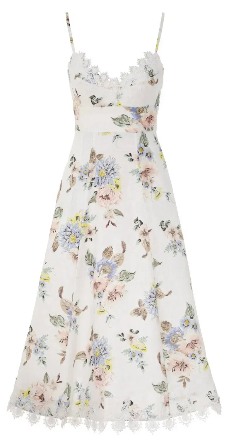 Zimmermann Appliqué Picnic Dress Blue Floral, size 0/P - Image 2