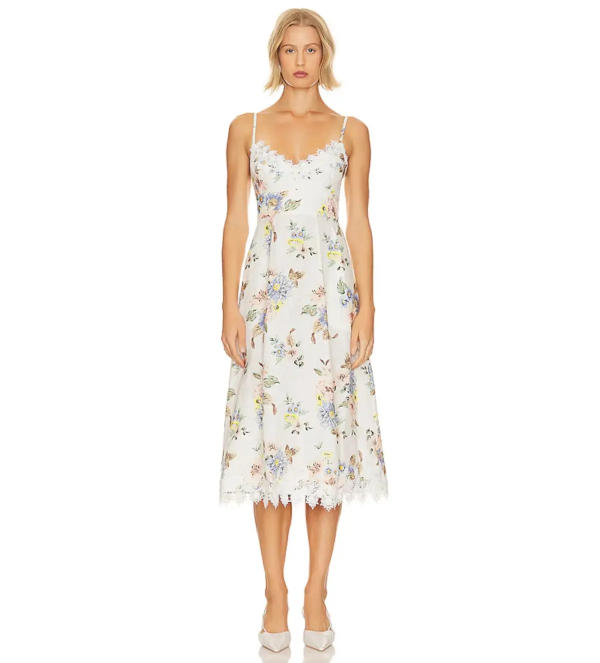 Zimmermann Appliqué Picnic Dress Blue Floral Size 0/Au 8  - Image 1