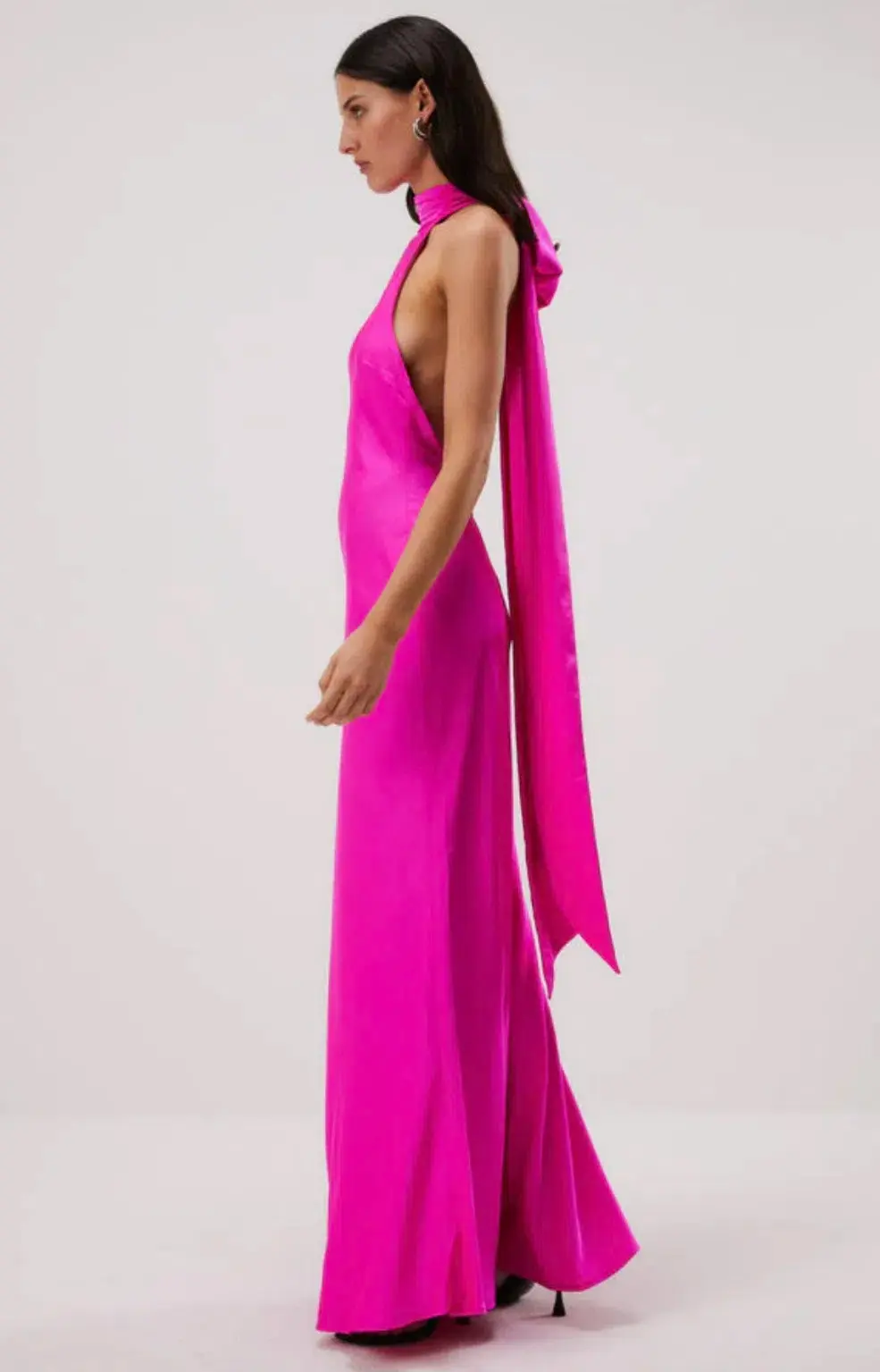MISHA COLLECTION EVIANNA SATIN DRESS HOT PINK SIZE 8/S - Image 2