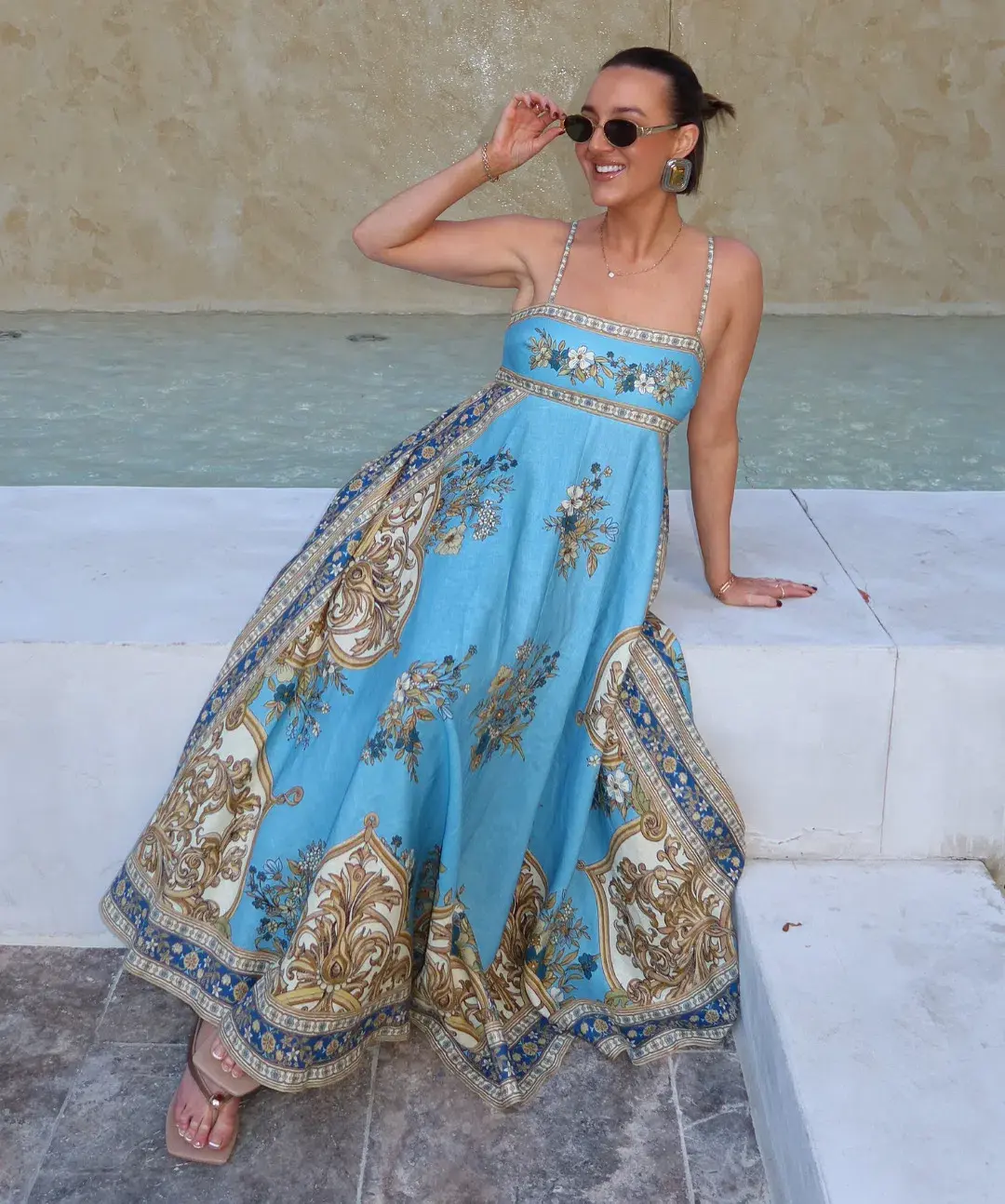 Alemais Cassie Sundress Blue Print Size AU 14 - Image 1