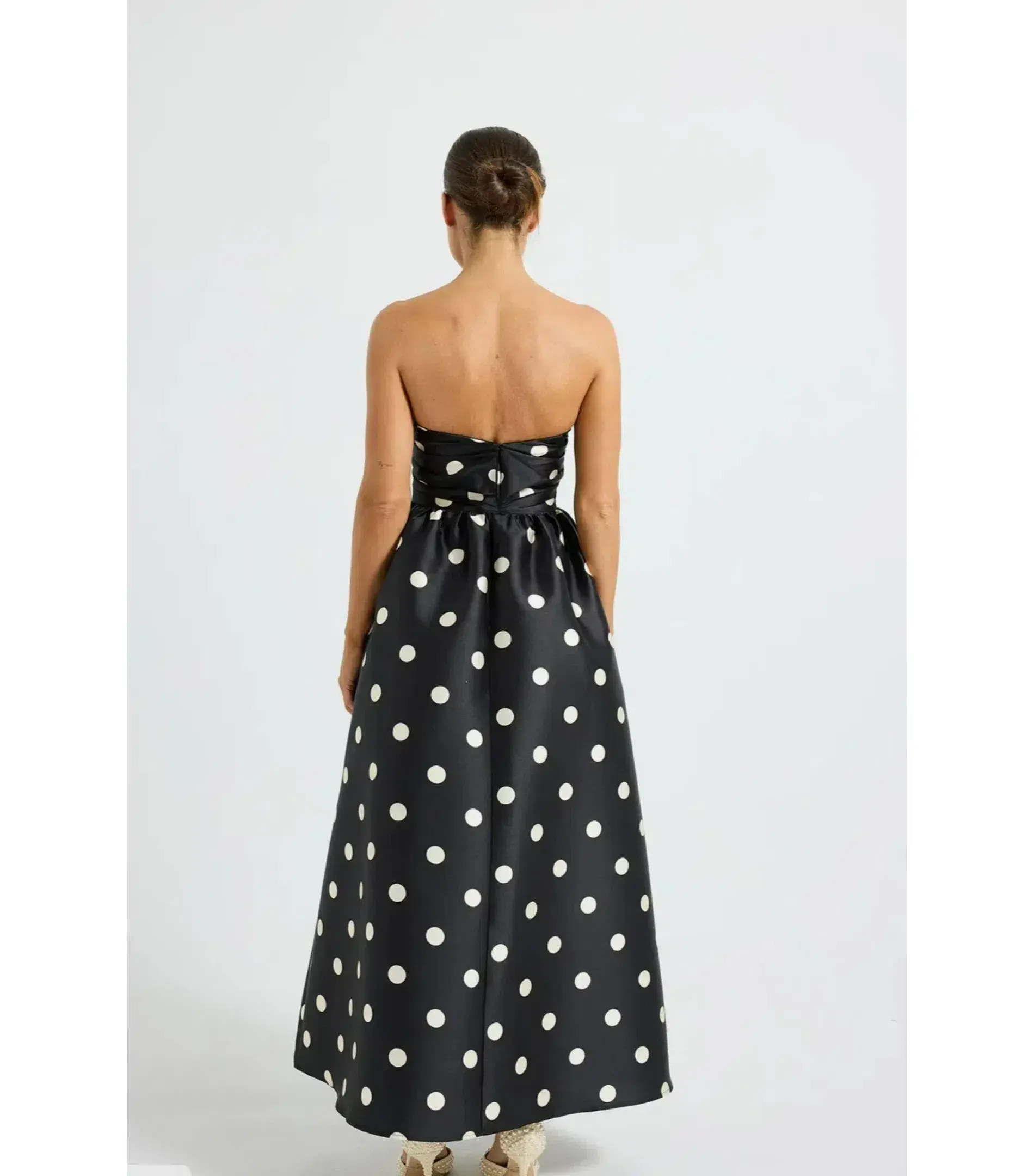 Pasduchas Dottie Strapless Midi Dress Black/Cream Size AU 8 - Image 4