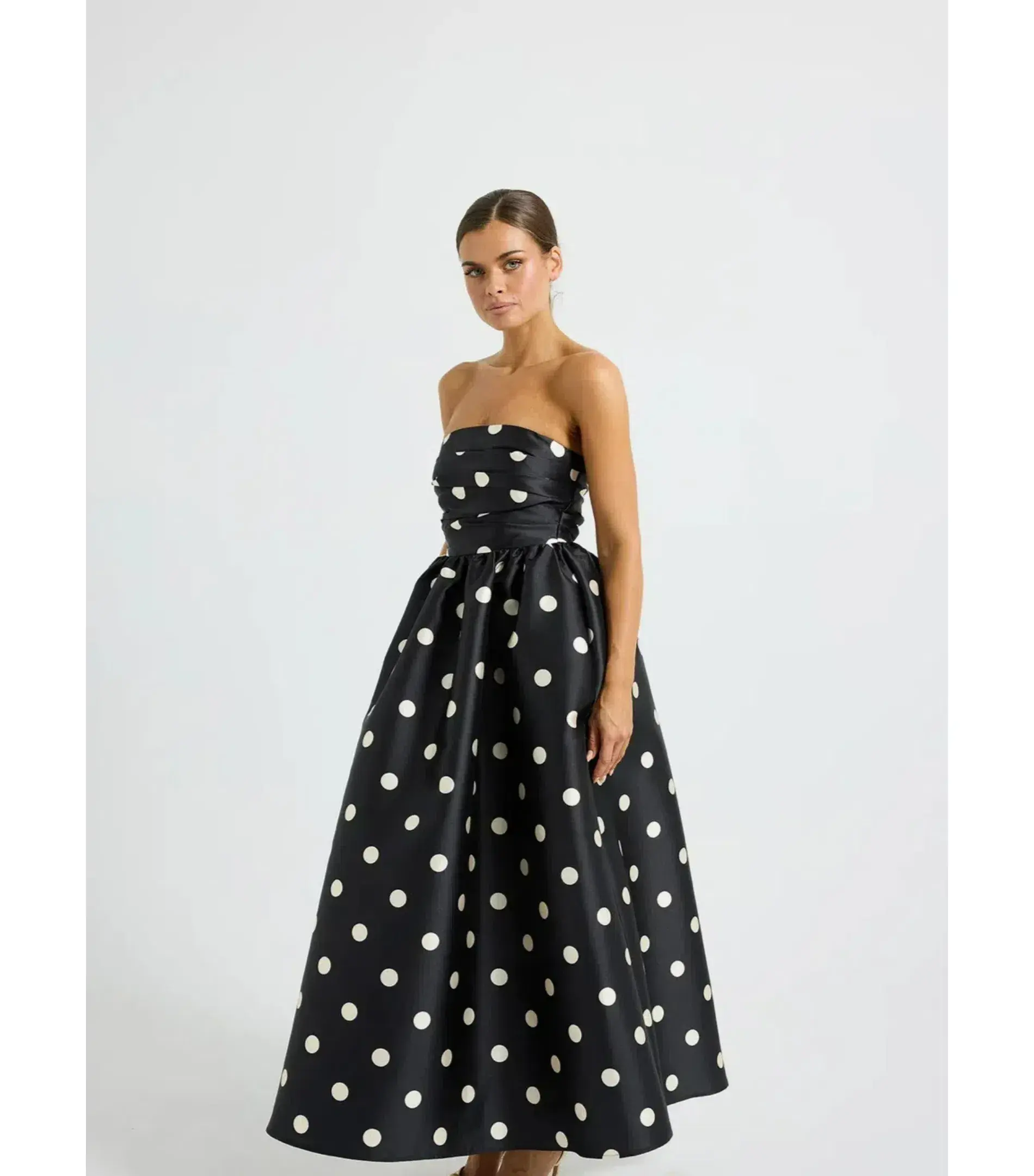Pasduchas Dottie Strapless Midi Dress Black/Cream Size AU 8 - Image 2