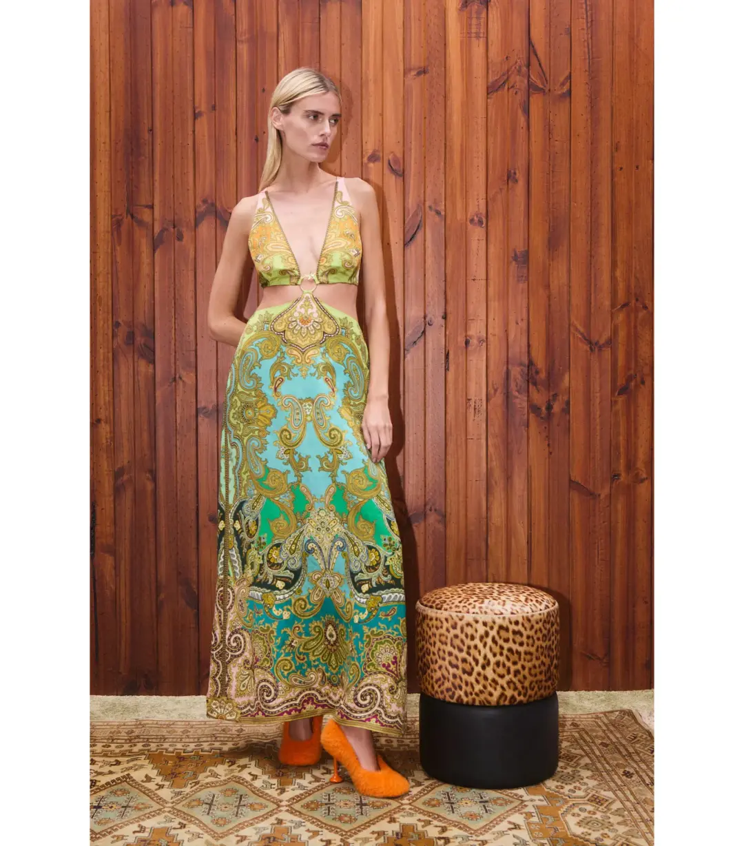 Alemais Clemenza Cut Out Midi Dress Multi Size AU 8 for rent on The Volte - main image