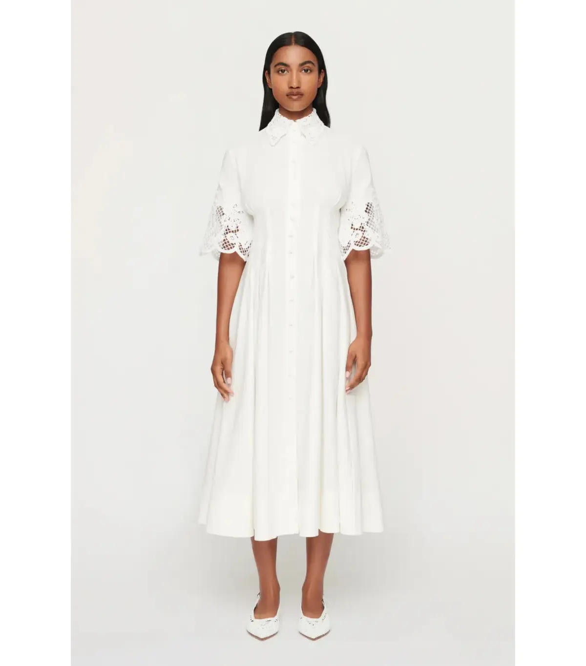 Clea Zhoe Lace Midi Shirtdress White Size AU 6 - Image 1