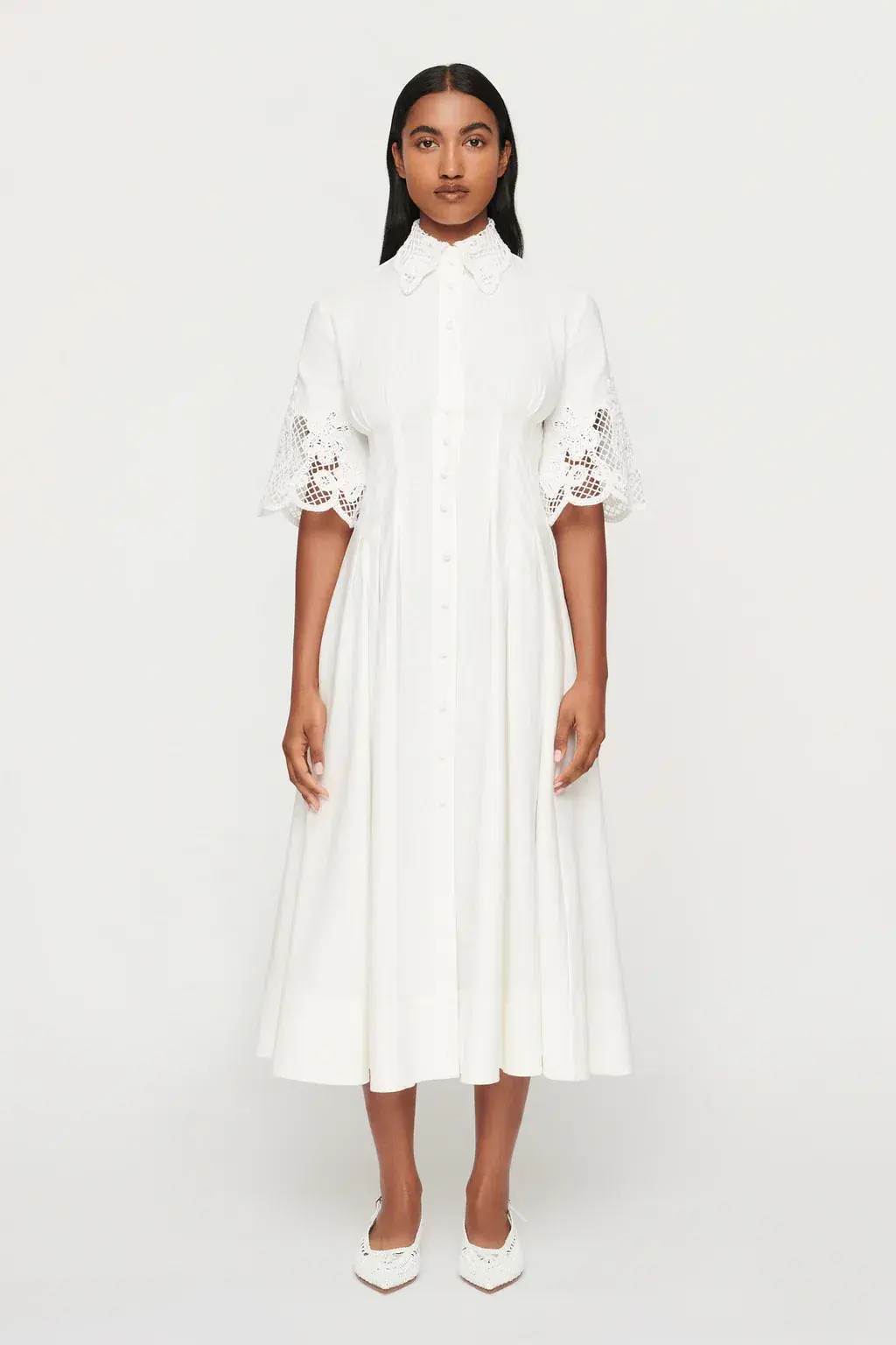 CLEA ZHOE LACE SHIRT DRESS WHITE SIZE 6 - Image 1