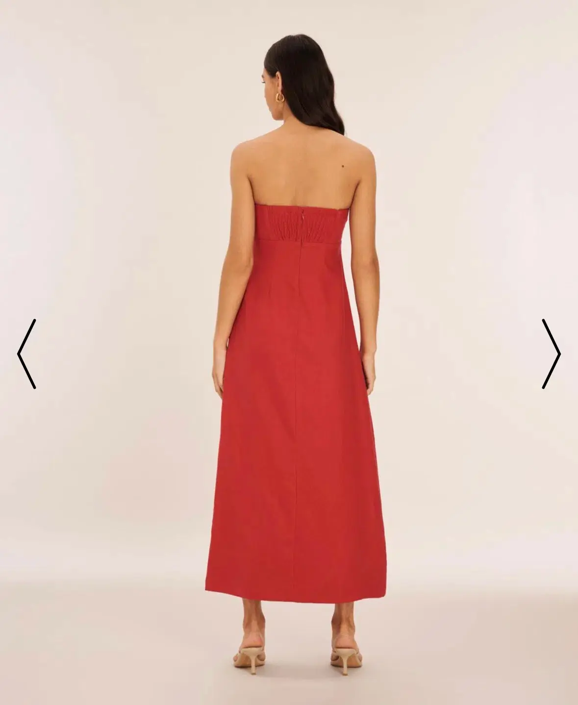 AERE Linen Empire Waist Maxi Dress RED Size 12 - Image 2