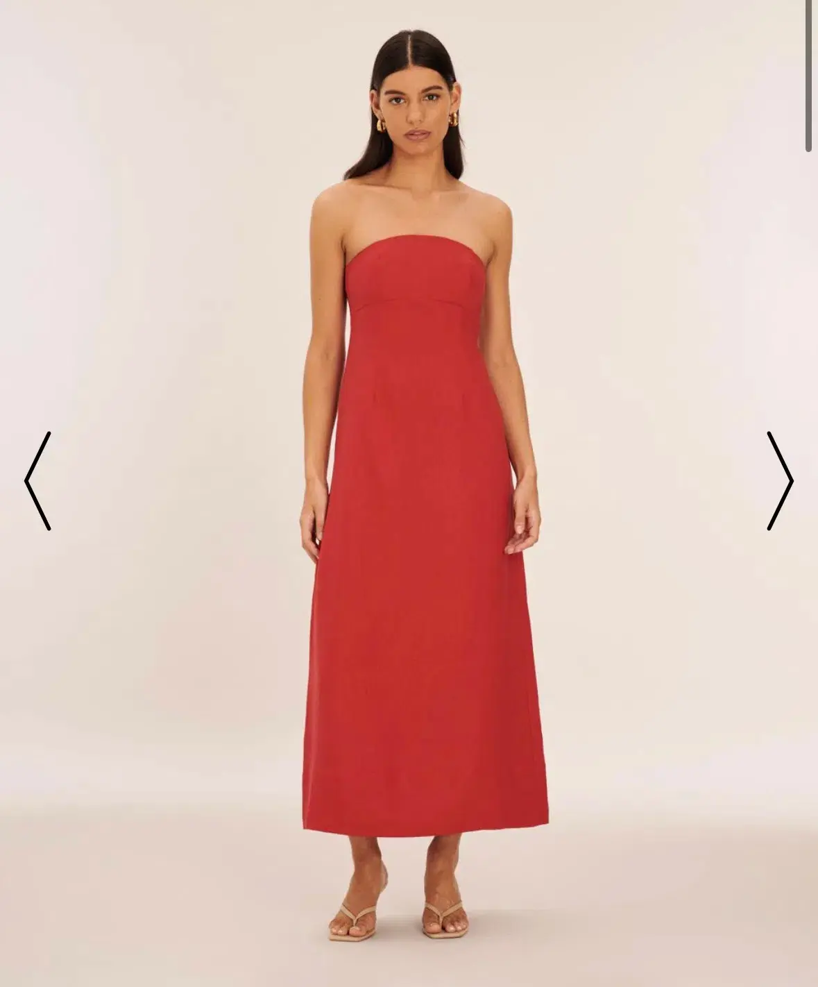AERE Linen Empire Waist Maxi Dress RED Size 12 - Image 1