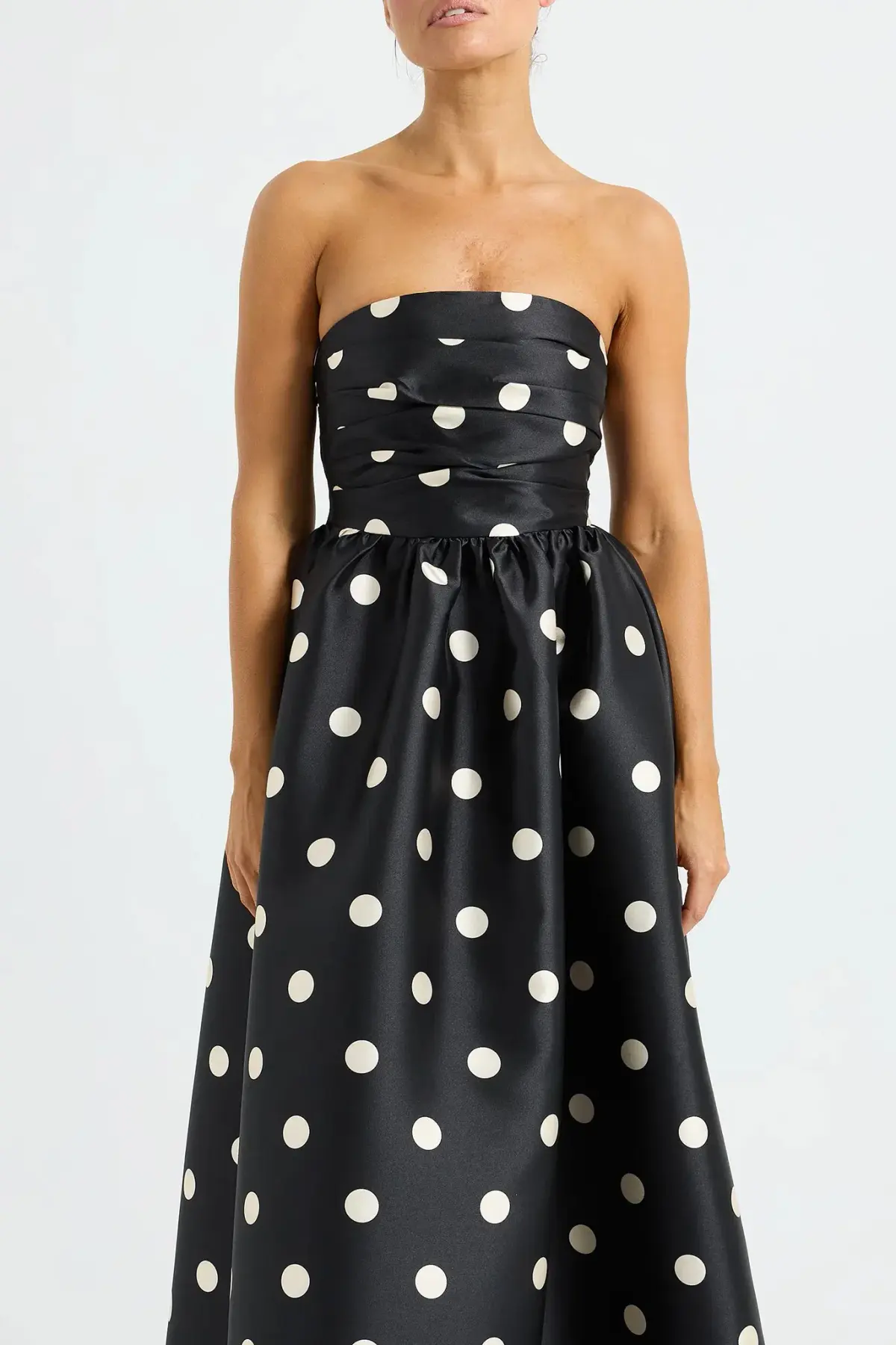 Pasduchas Dottie Strapless Midi Dress Black/Cream Size AU 8 - Image 4