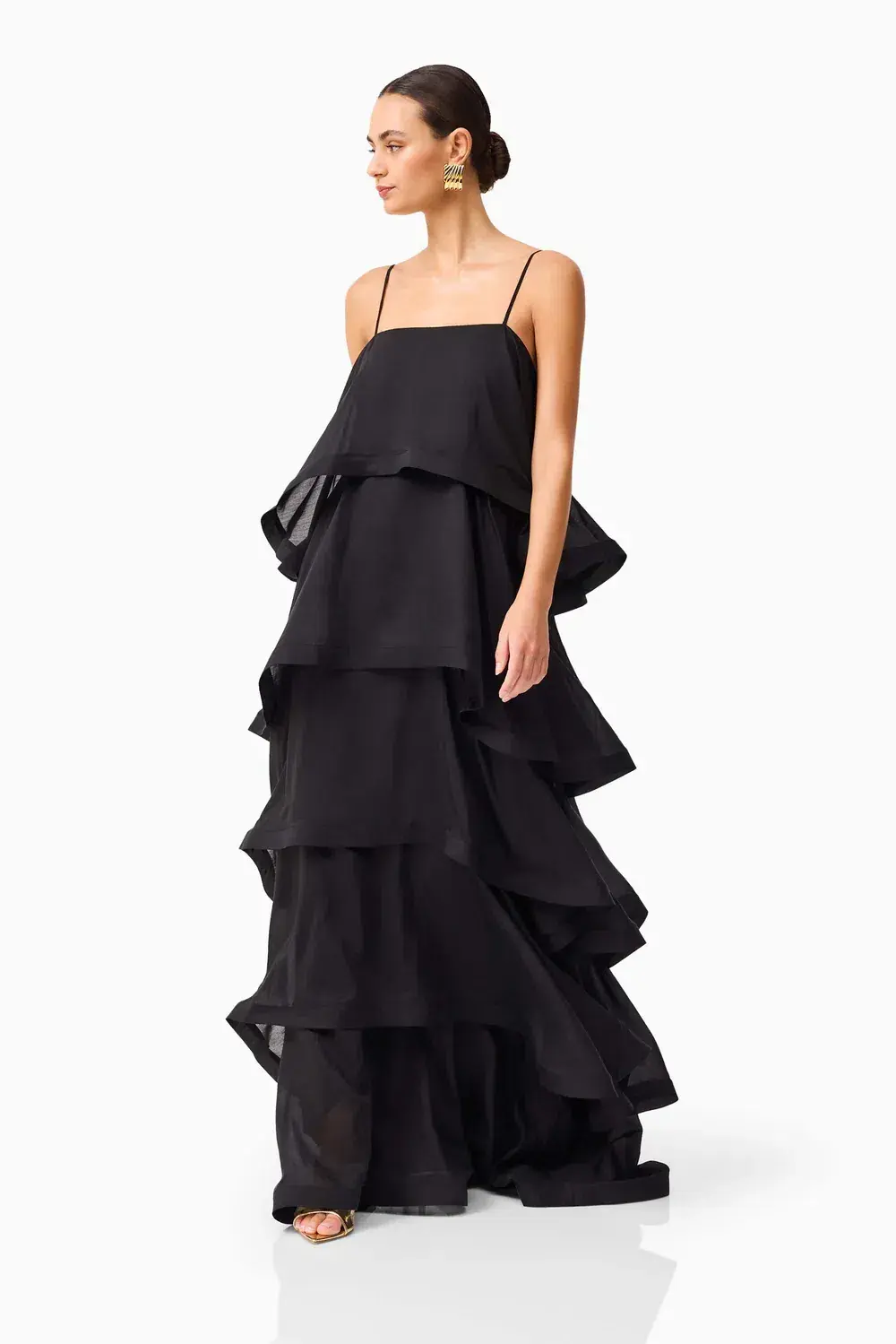 ELLIATT TILLY TIERED MAXI DRESS BLACK SIZE AU 10 - Image 3