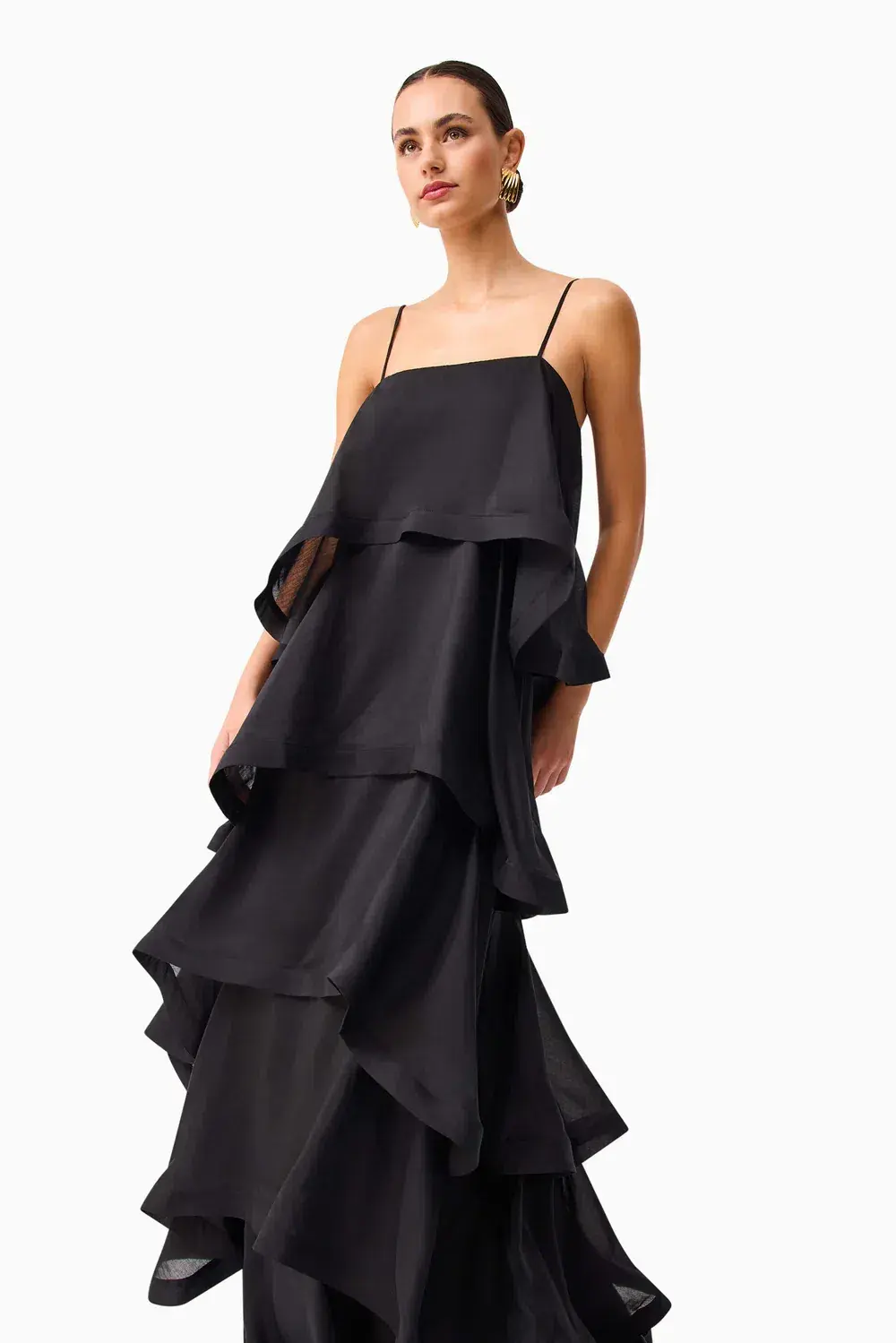 ELLIATT TILLY TIERED MAXI DRESS BLACK SIZE AU 10 - Image 4