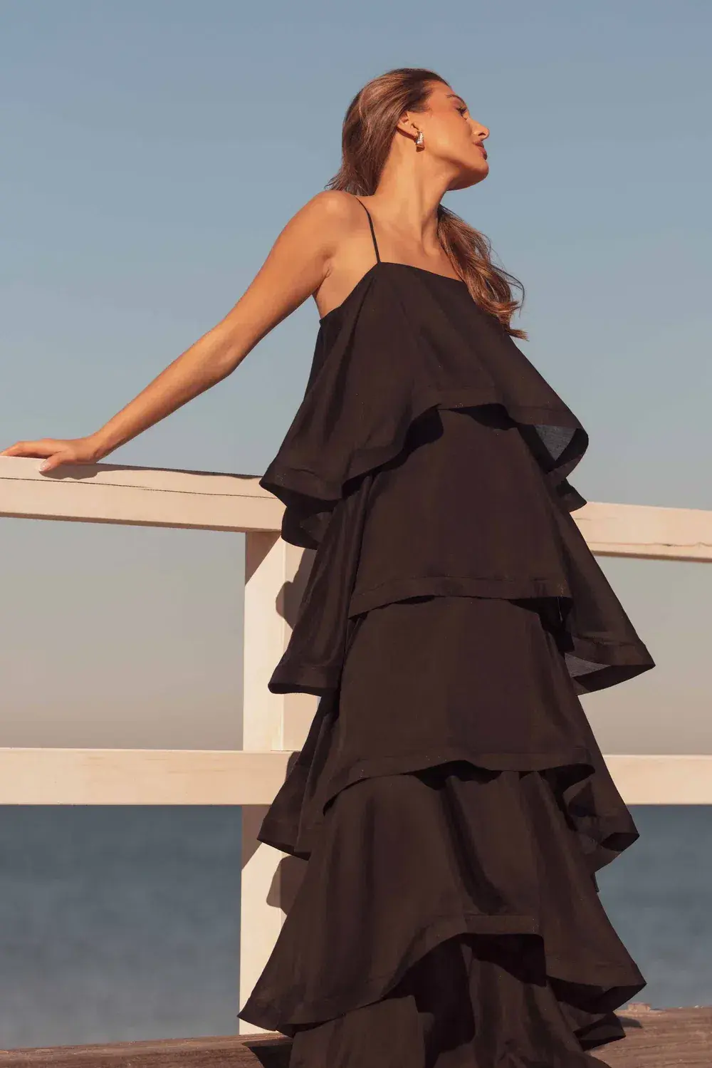ELLIATT TILLY TIERED MAXI DRESS BLACK SIZE AU 10 - Image 6