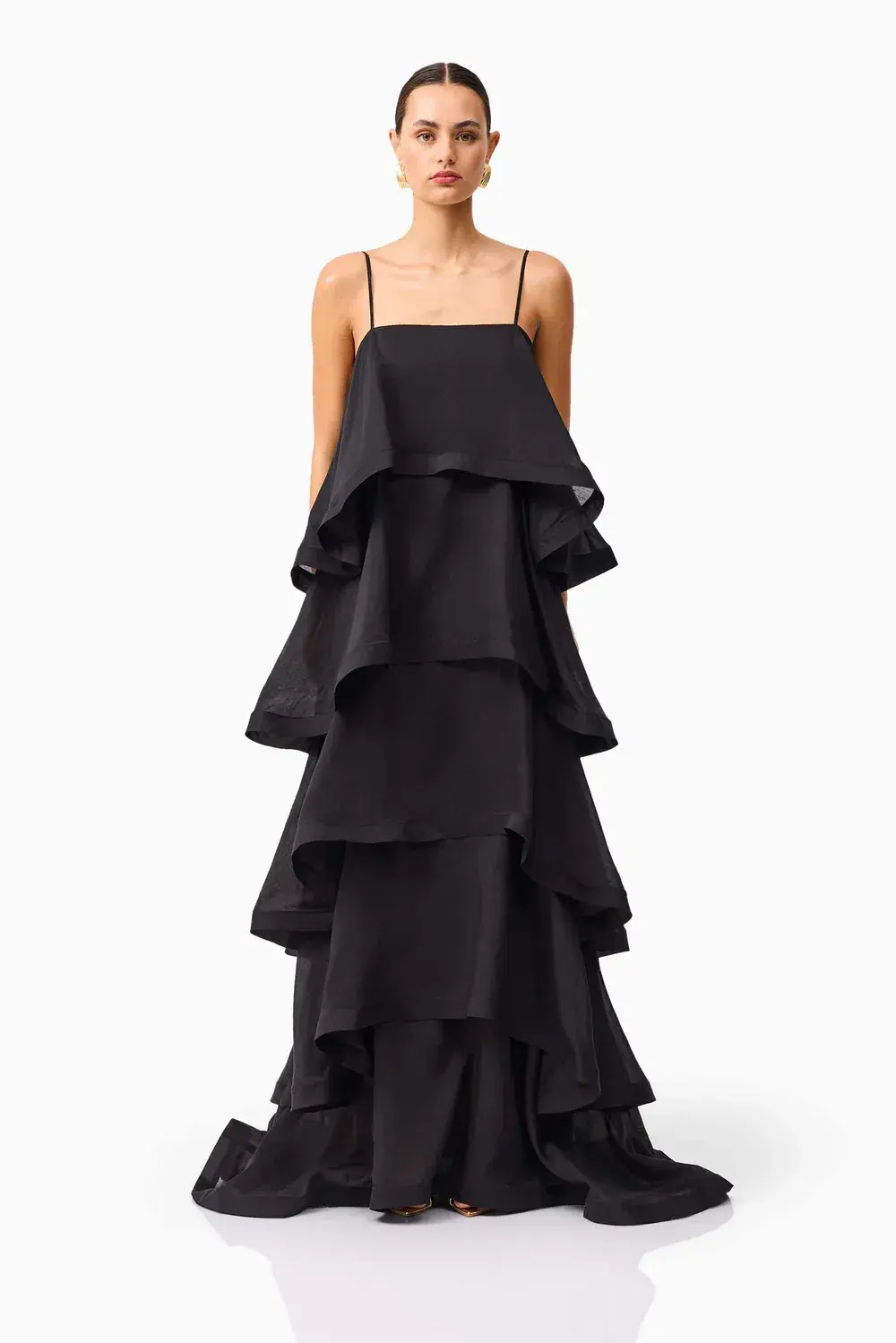 ELLIATT TILLY TIERED MAXI DRESS BLACK SIZE AU 10 - Image 1