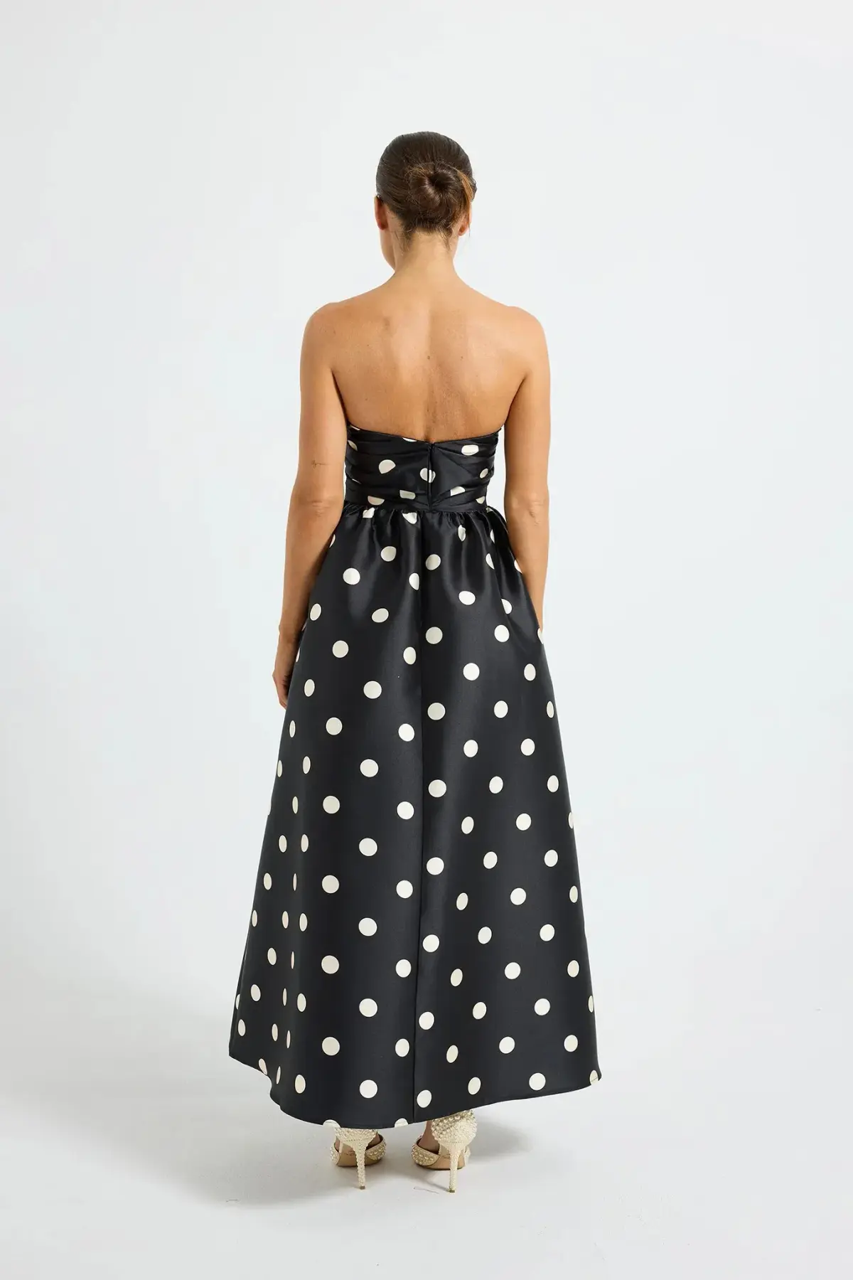 Pasduchas Dottie Strapless Midi Dress Black/Cream Size AU 12 - Image 3