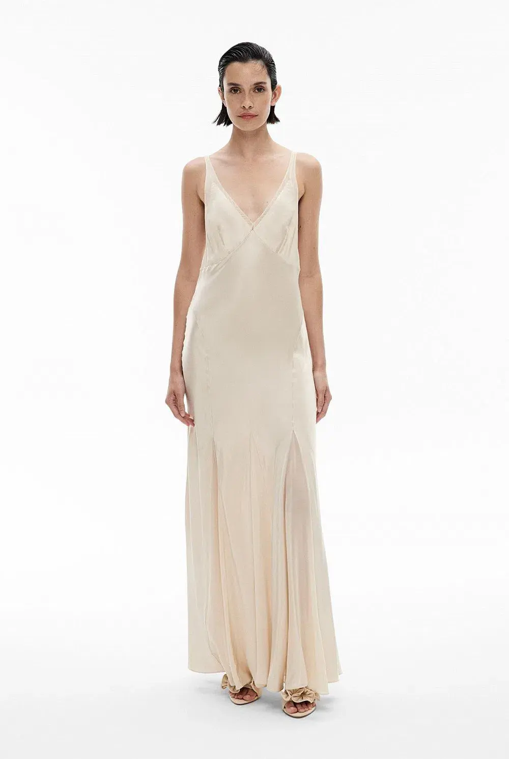 Witchery Sheer Insert Maxi Dress in Parchment Off-White Size 8 AUS - Image 1