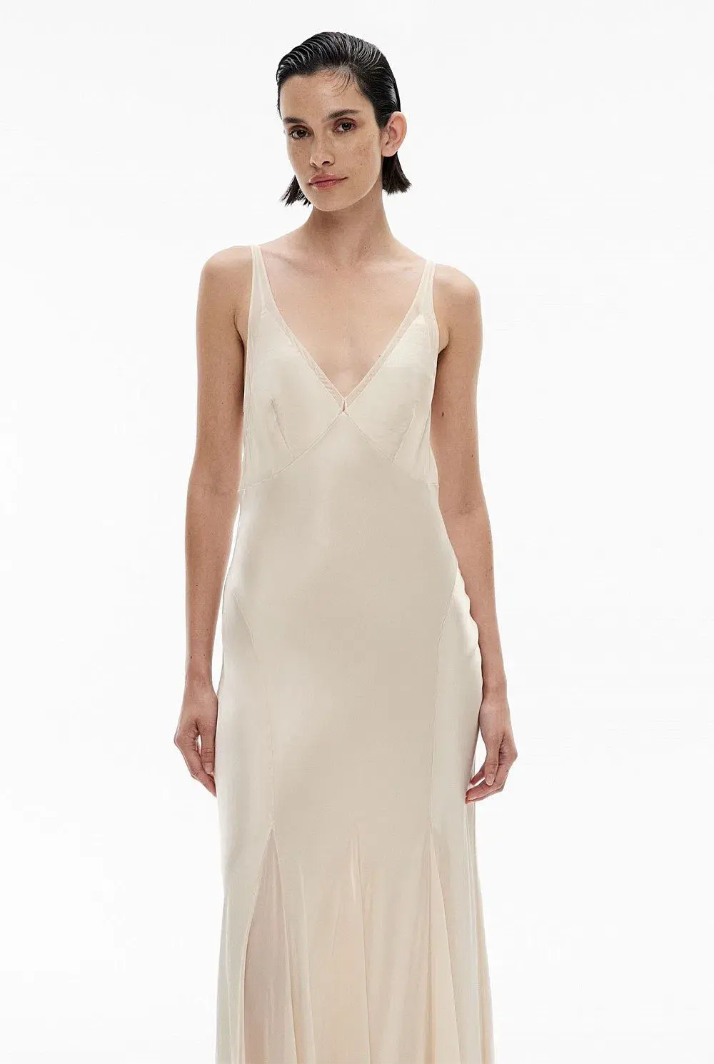 Witchery Sheer Insert Maxi Dress in Parchment Off-White Size 8 AUS - Image 3