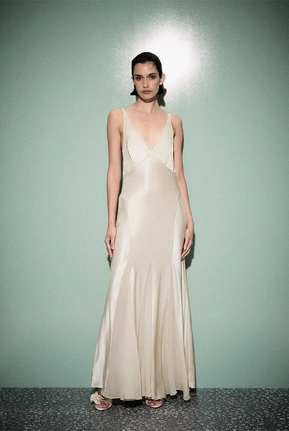 Witchery Sheer Insert Maxi Dress in Parchment Off-White Size 8 AUS - Image 2