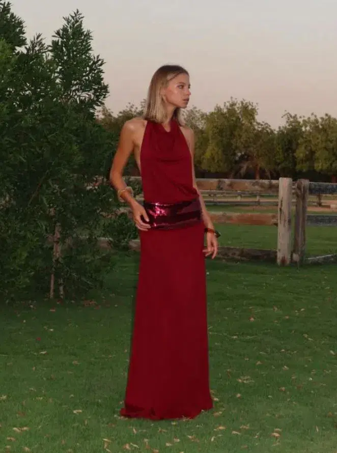 Ance Gria Adele Gown in Wine Size 8 - Image 1