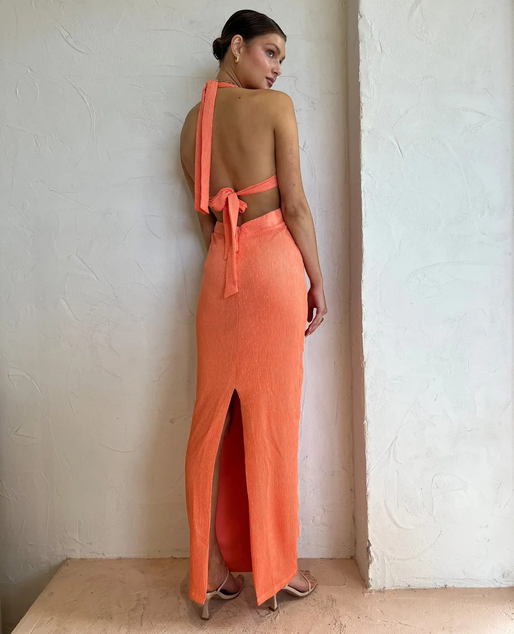 RUMER Willow Plunge Maxi in Peach Size M - Image 3