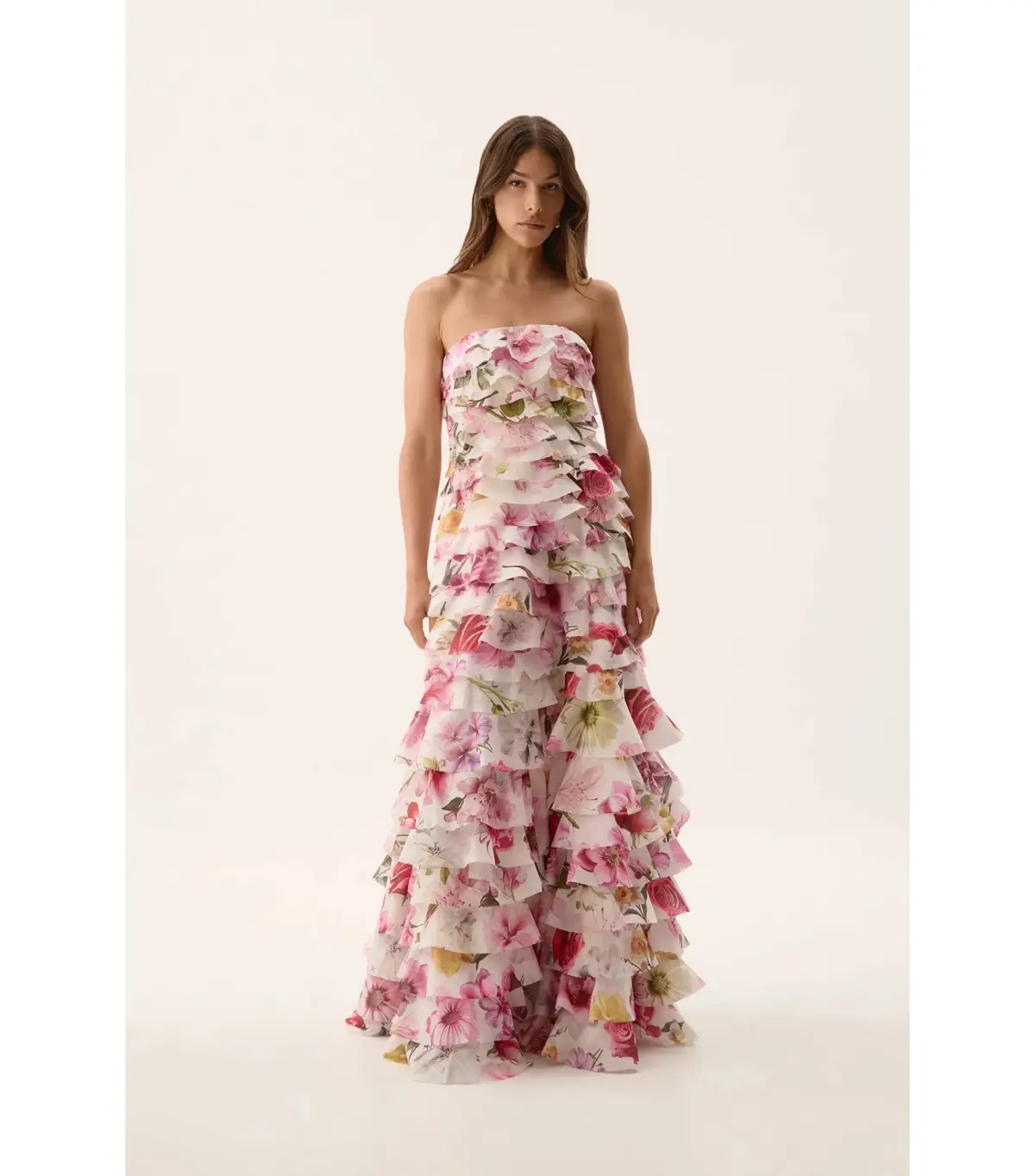 Aje Fleur Pleated Maxi Gown in Collage Floral Size AU 4 - Image 1