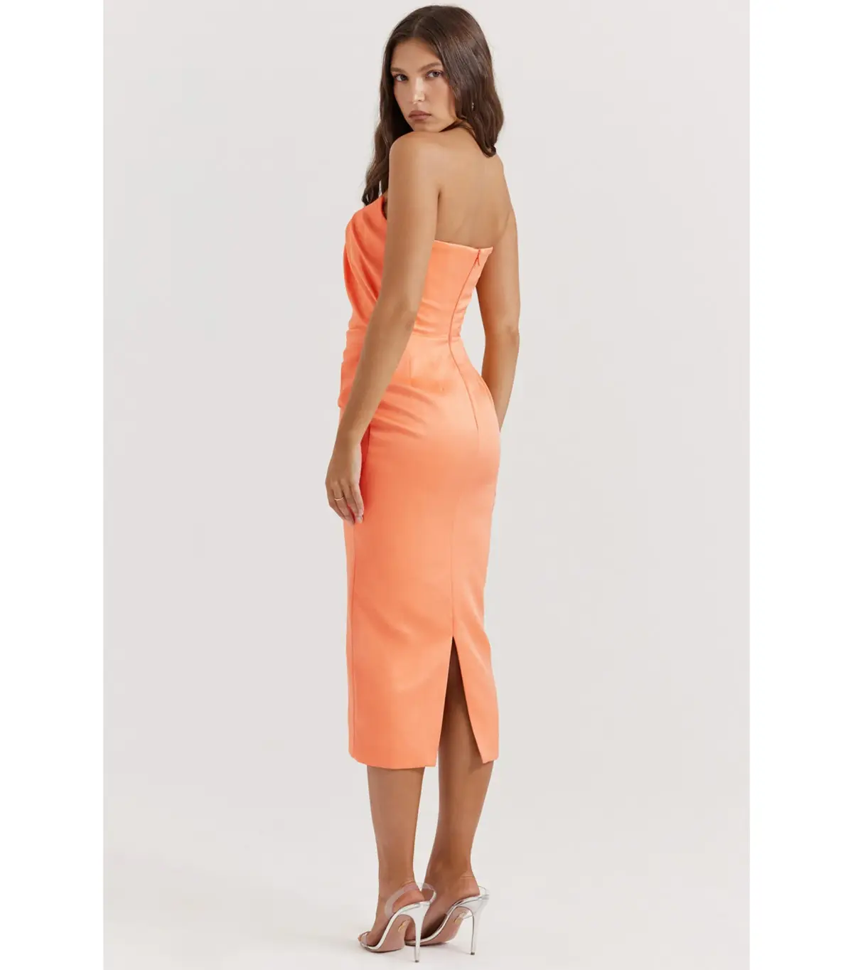 House Of CB Alora Strapless Corset Midi Dress Tangerine Size S / AU 8 - Image 4