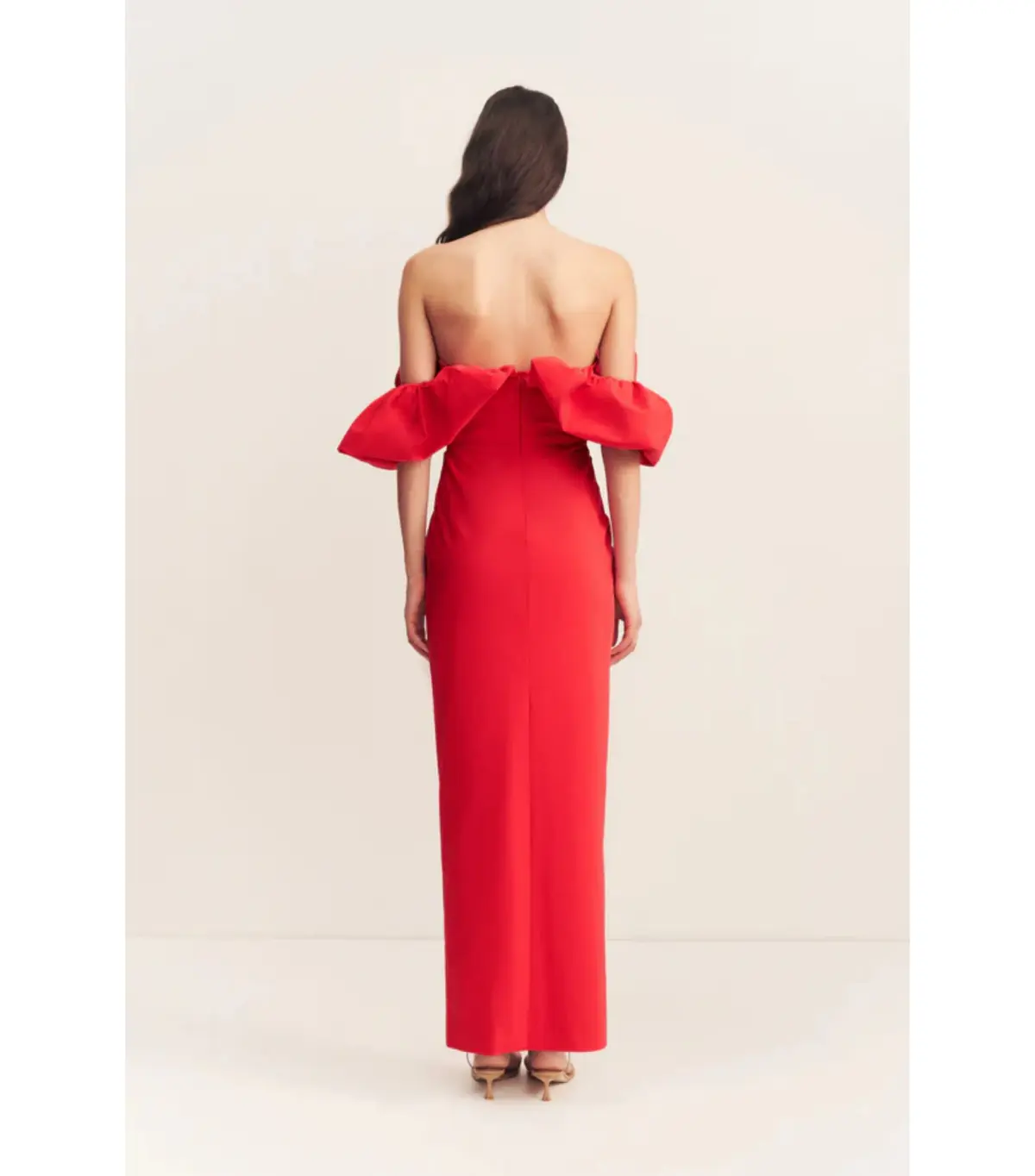 Shona Joy Campbell Off Shoulder Bubble Maxi Dress Goji Size AU 8  - Image 5
