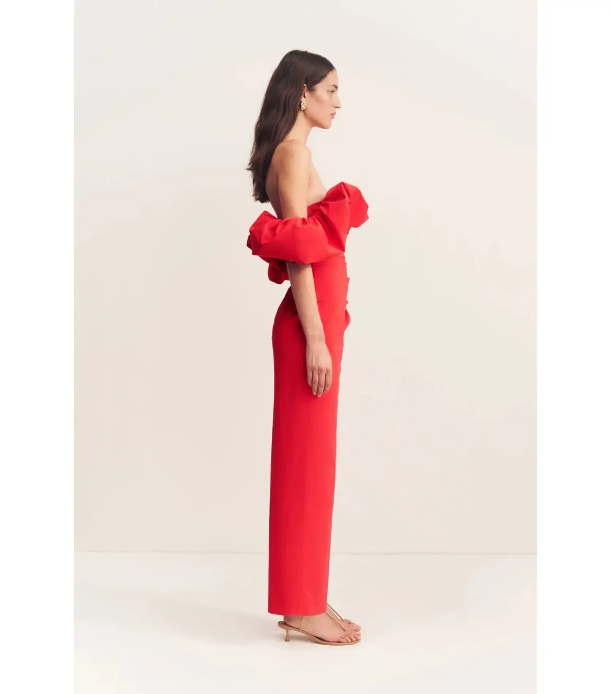 Shona Joy Campbell Off Shoulder Bubble Maxi Dress Goji Size AU 8  - Image 4