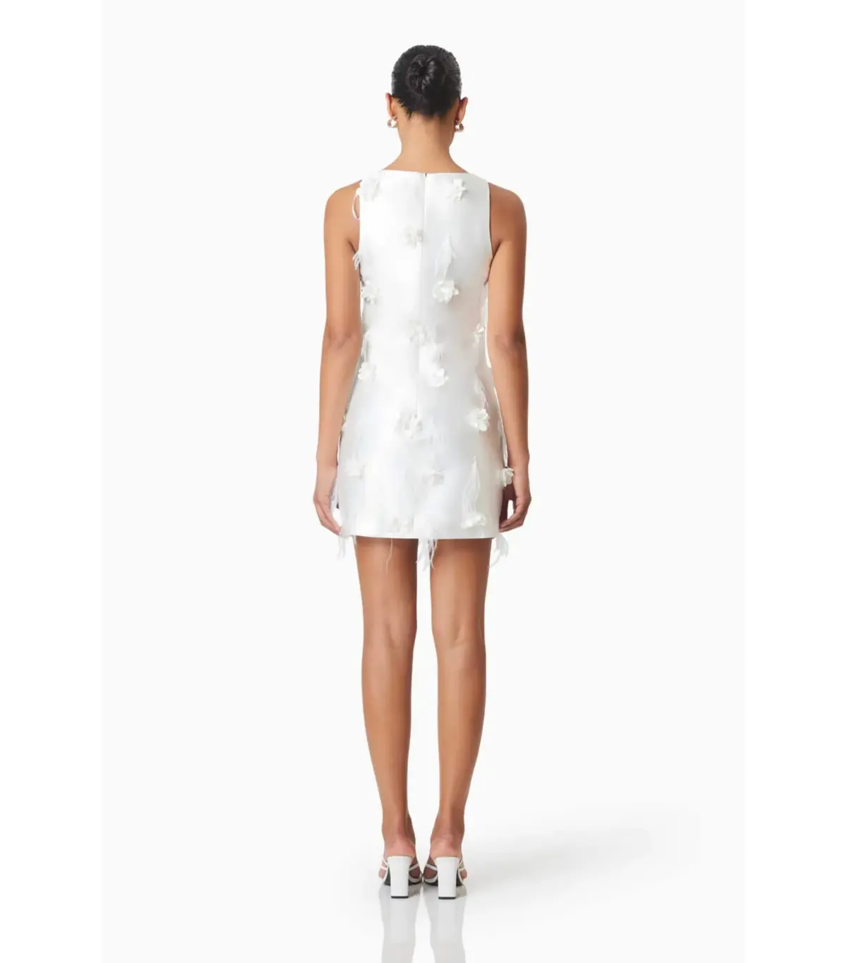 Elliat Lunaria Satin Mini Dress in White Size AU 10 - Image 3