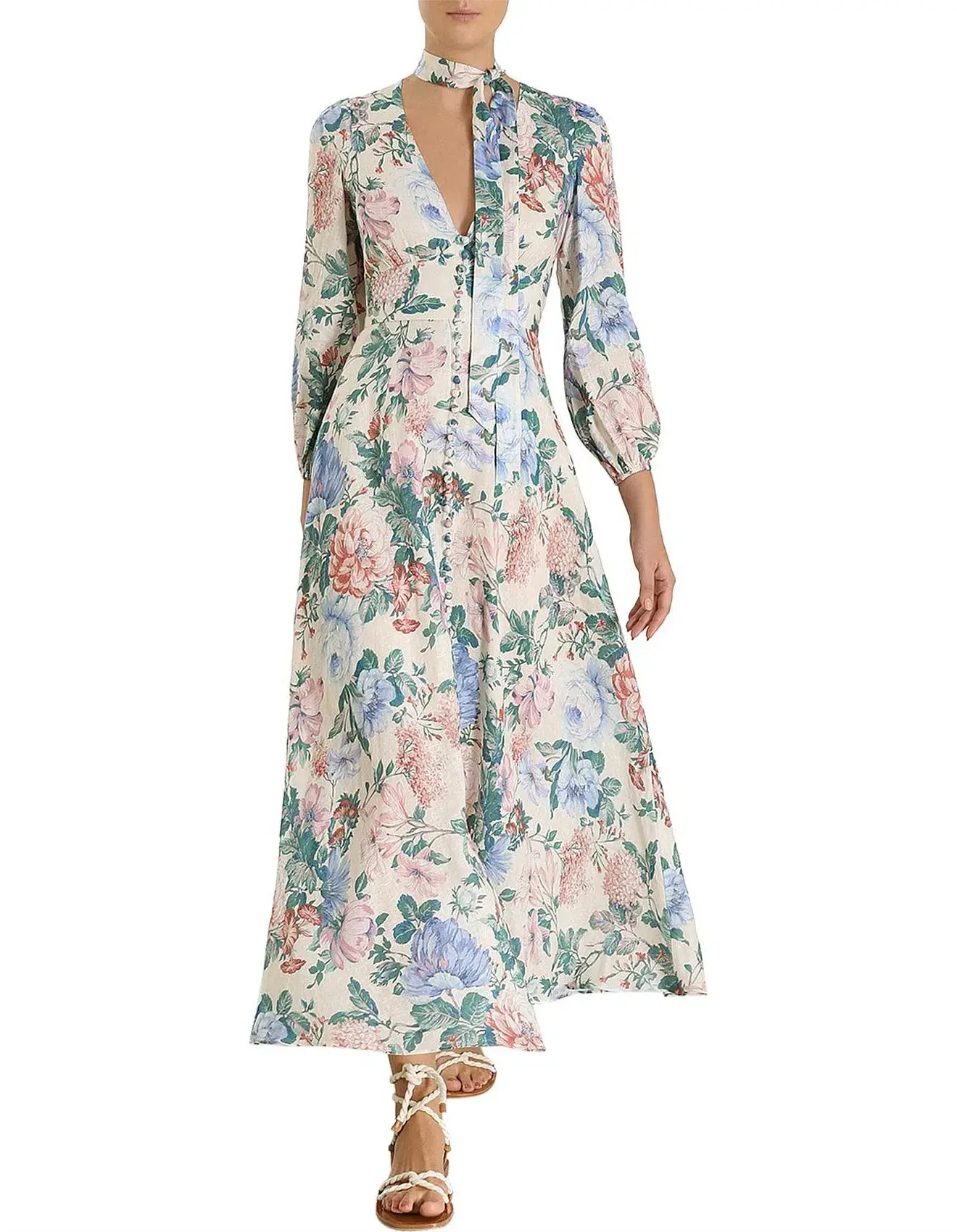 Zimmermann Verity Plunge Long Dress Dreamy Print Size 3 - Image 3