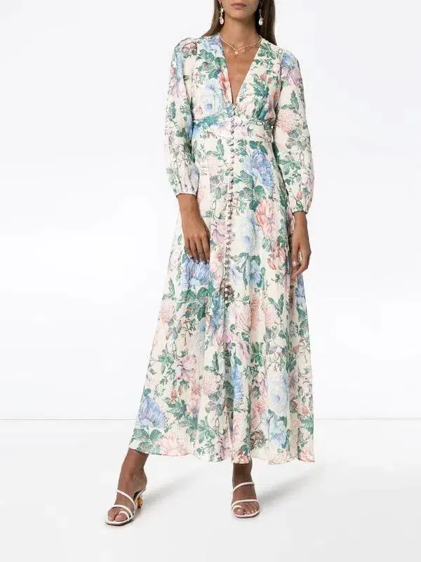 Zimmermann Verity Plunge Long Dress Dreamy Print Size 3 - Image 2