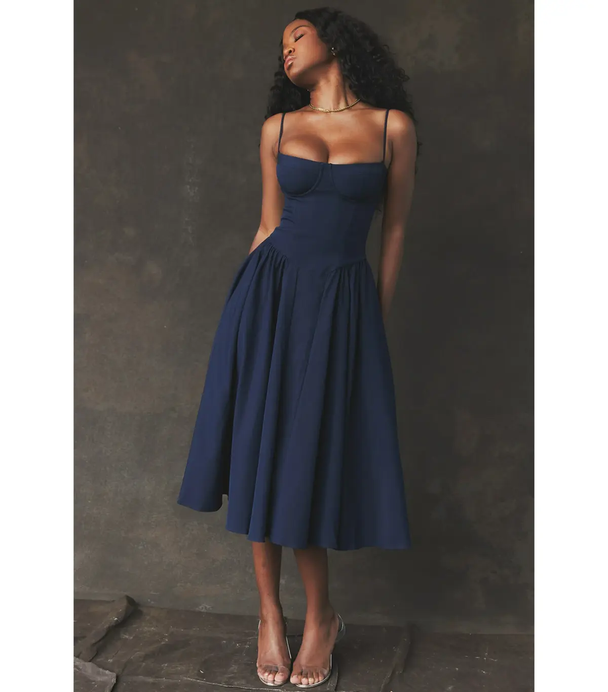 House Of CB Samaria Corset Sundress French Navy Size AU 6  - Image 4