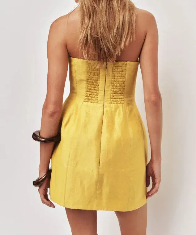 Aje Baret Strapless Mini Dress in Chartreuse Size 10 - Image 2