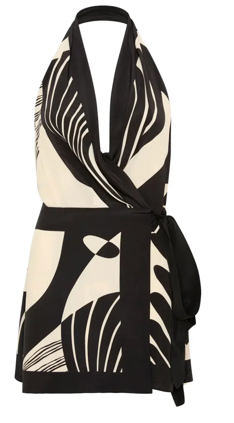 SIR Realisme Wrap Halter Mini Dress - Image 3