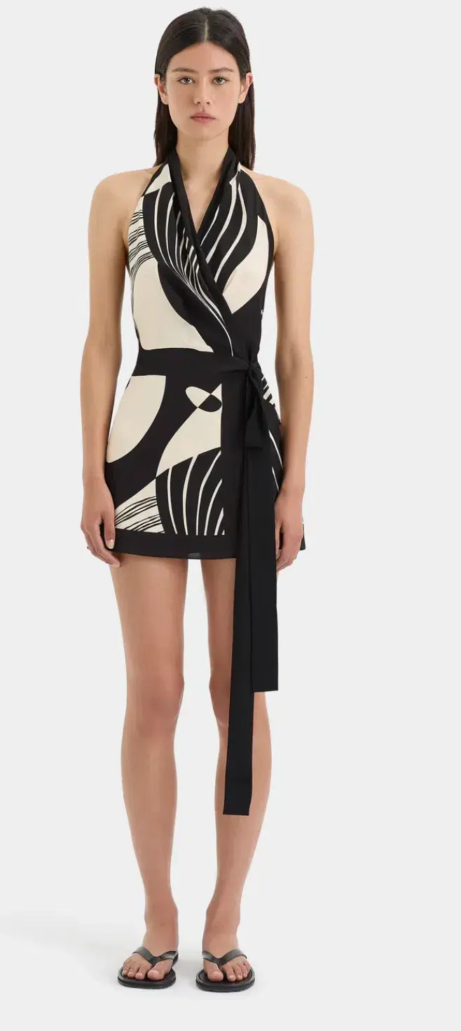SIR Realisme Wrap Halter Mini Dress - Image 1