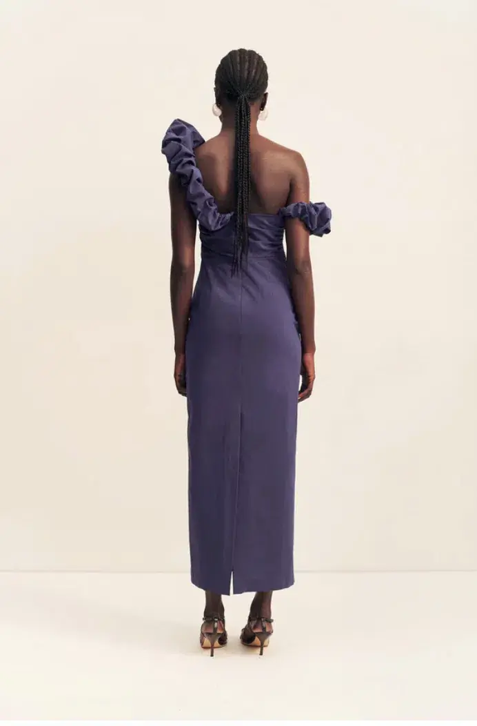 Shona Joy Campbell Ruffle Draped Maxi Dress - Midnight. Size Au 12 - Image 2