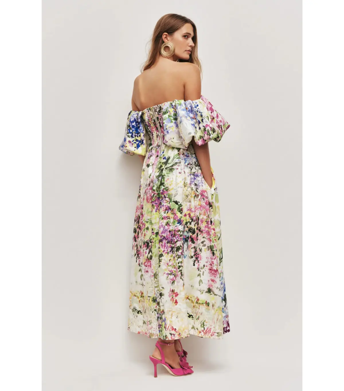 Aje Adina Floral Midi Dress Lavandula Size AU 14 - Image 4