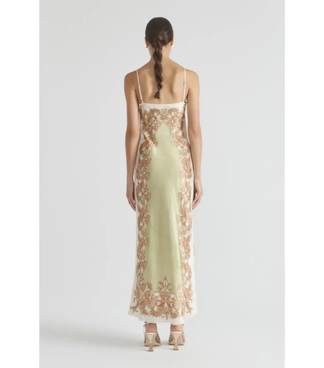 Antipodean Torrent Side Split Midi Dress Green Print Size AU 12  for rent on The Volte - main image