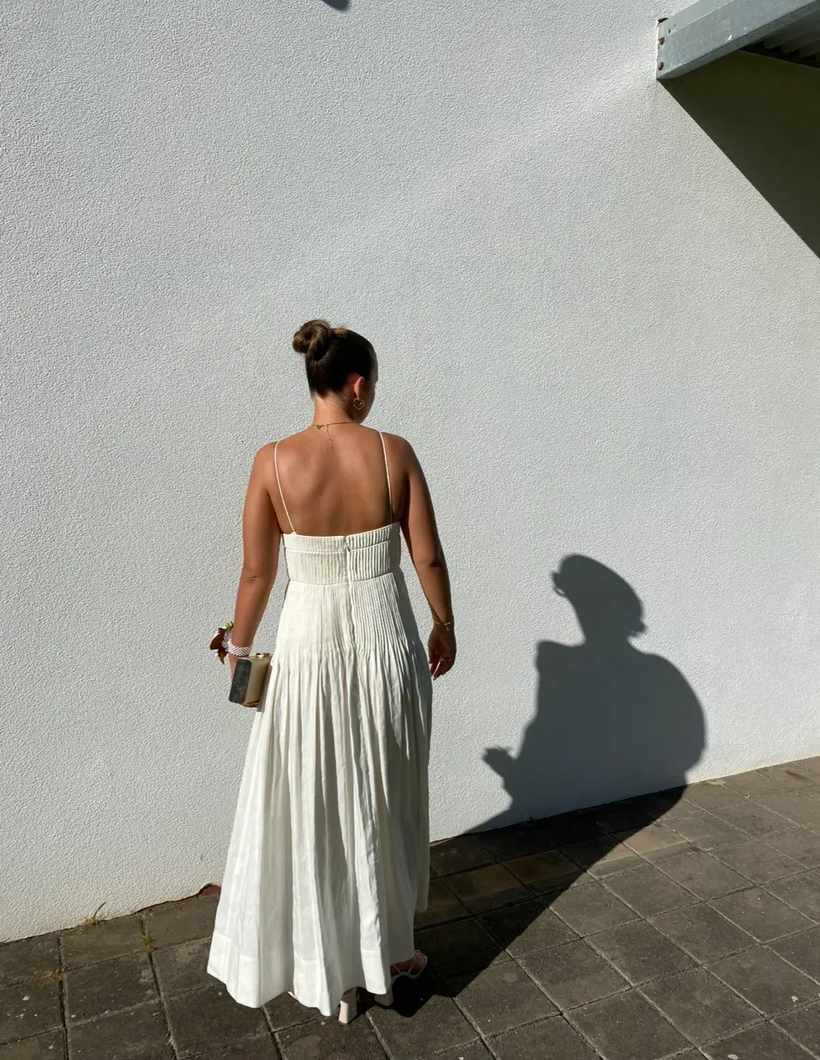 Clea Cameron Pin Tuck Midi Dress White Size AU 8 - Image 3