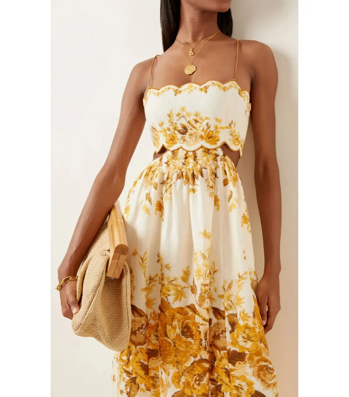 Zimmermann Aliane Scallop Midi Dress in Amber Floral Size 2 / AU 12 - Image 3