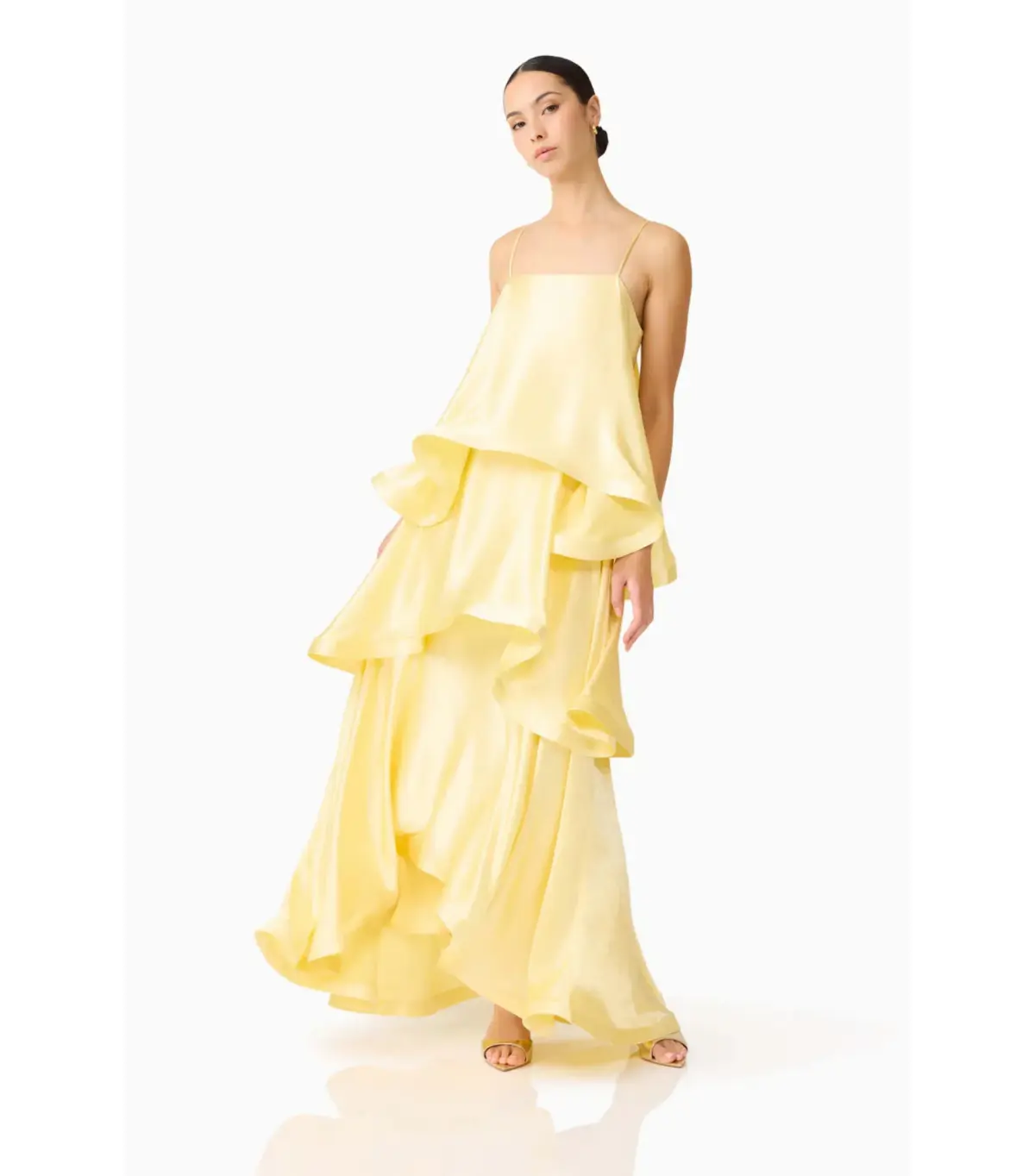 Elliatt Tilly Tiered Maxi Dress Butter Yellow Size AU 14   - Image 3
