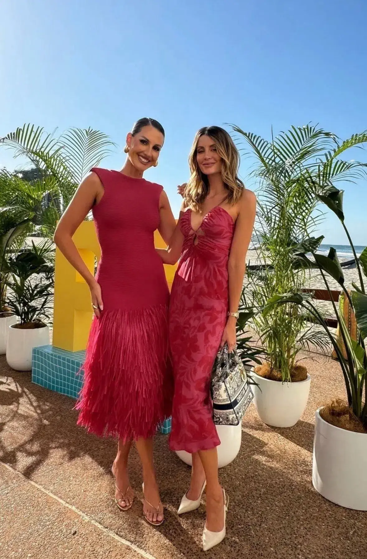 AJE RUSHES RAFFIA KNIT MIDI DRESS DEEP FUSCHIA SIZE AU 8 - Image 3