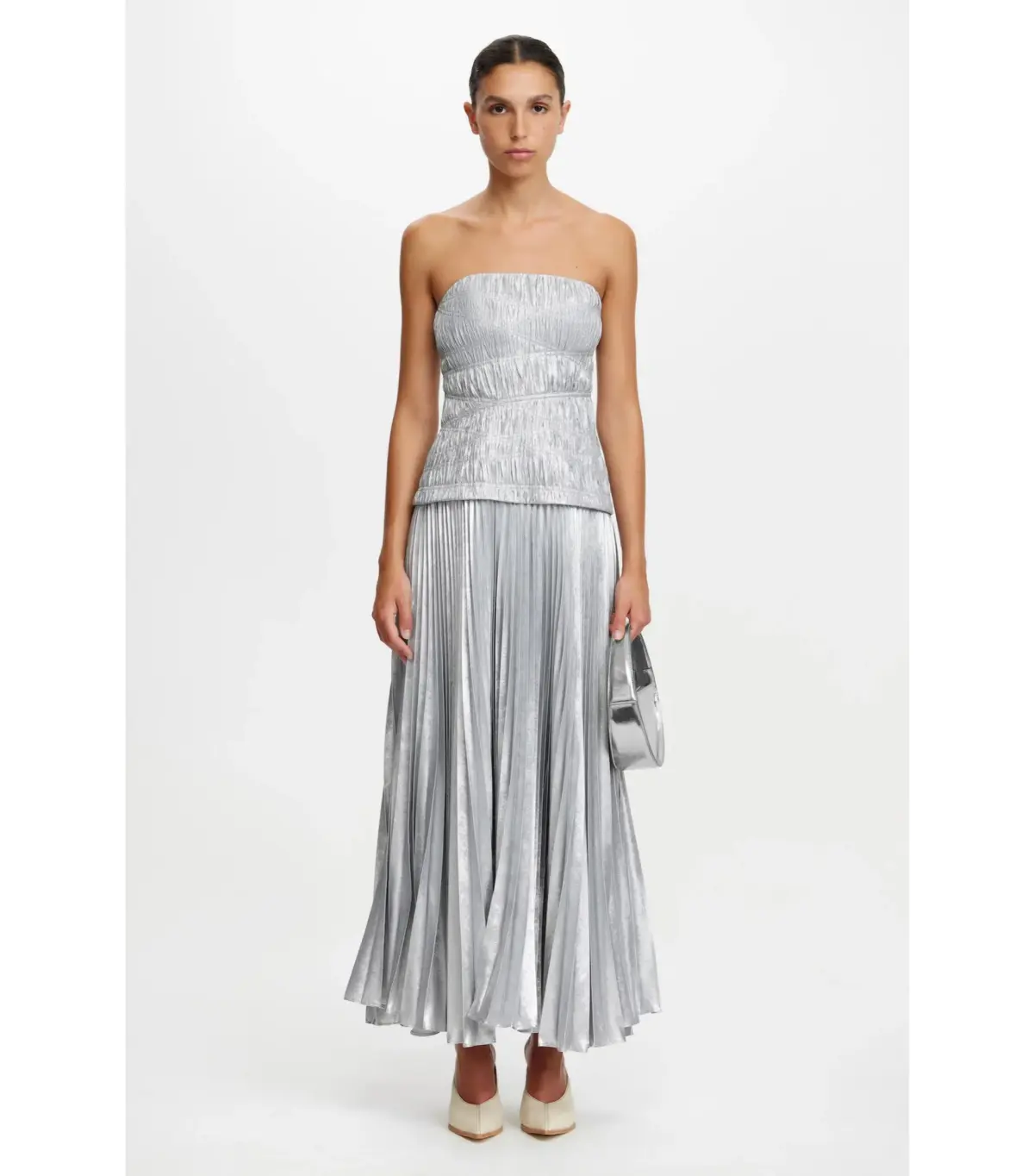 Acler Rockland Midi Dress in Dove Metallic Size AU 6 - Image 1