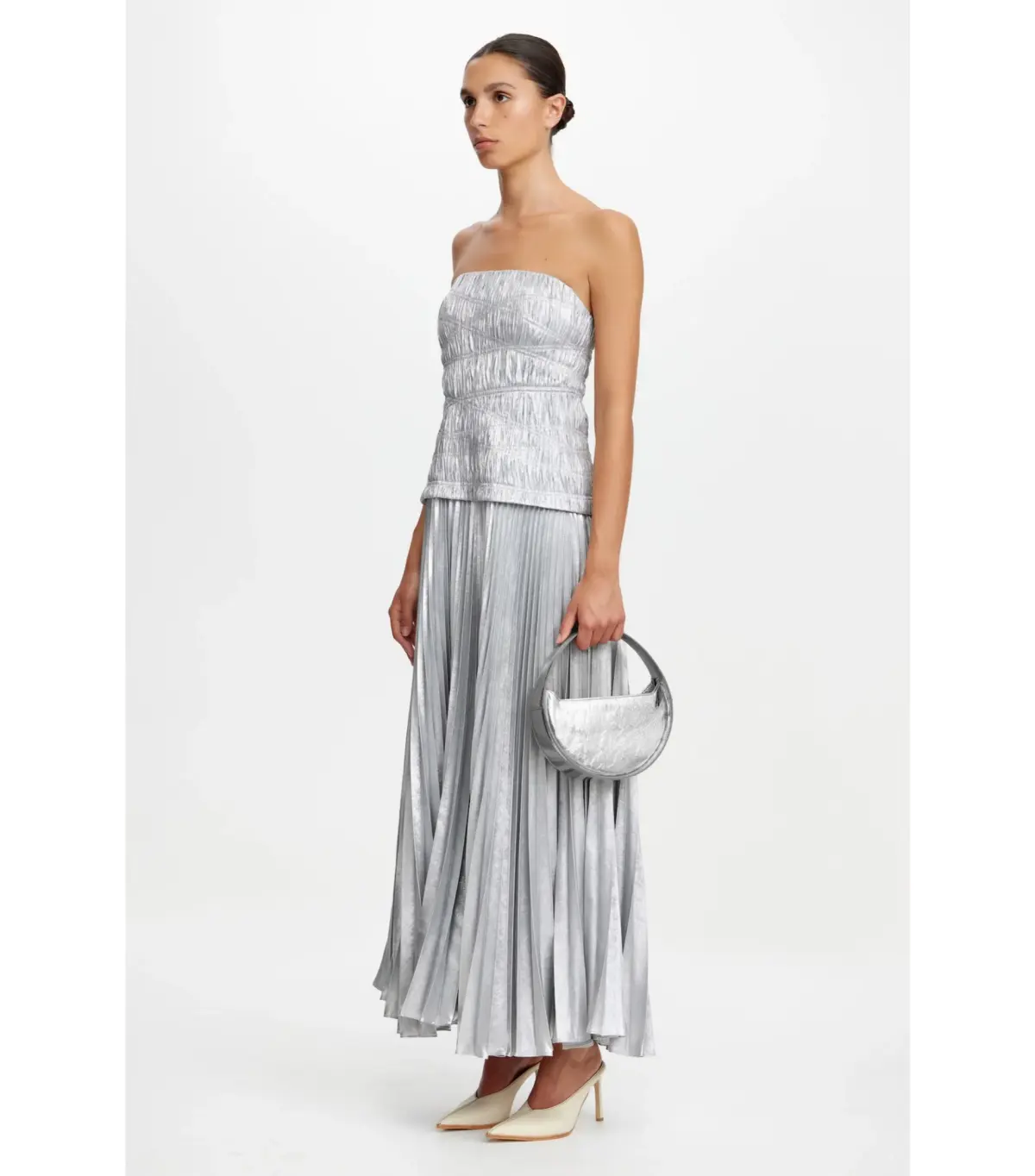 Acler Rockland Midi Dress in Dove Metallic Size AU 10 - Image 2