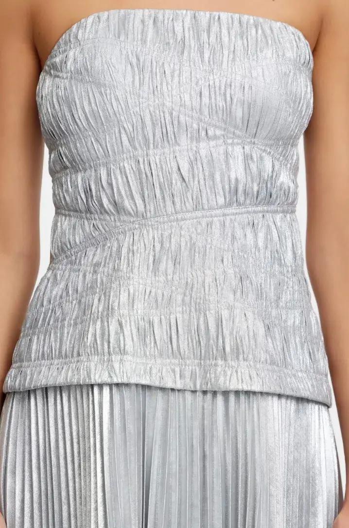 Acler ROCKLAND MIDI DRESS Silver AU 10 - Image 5